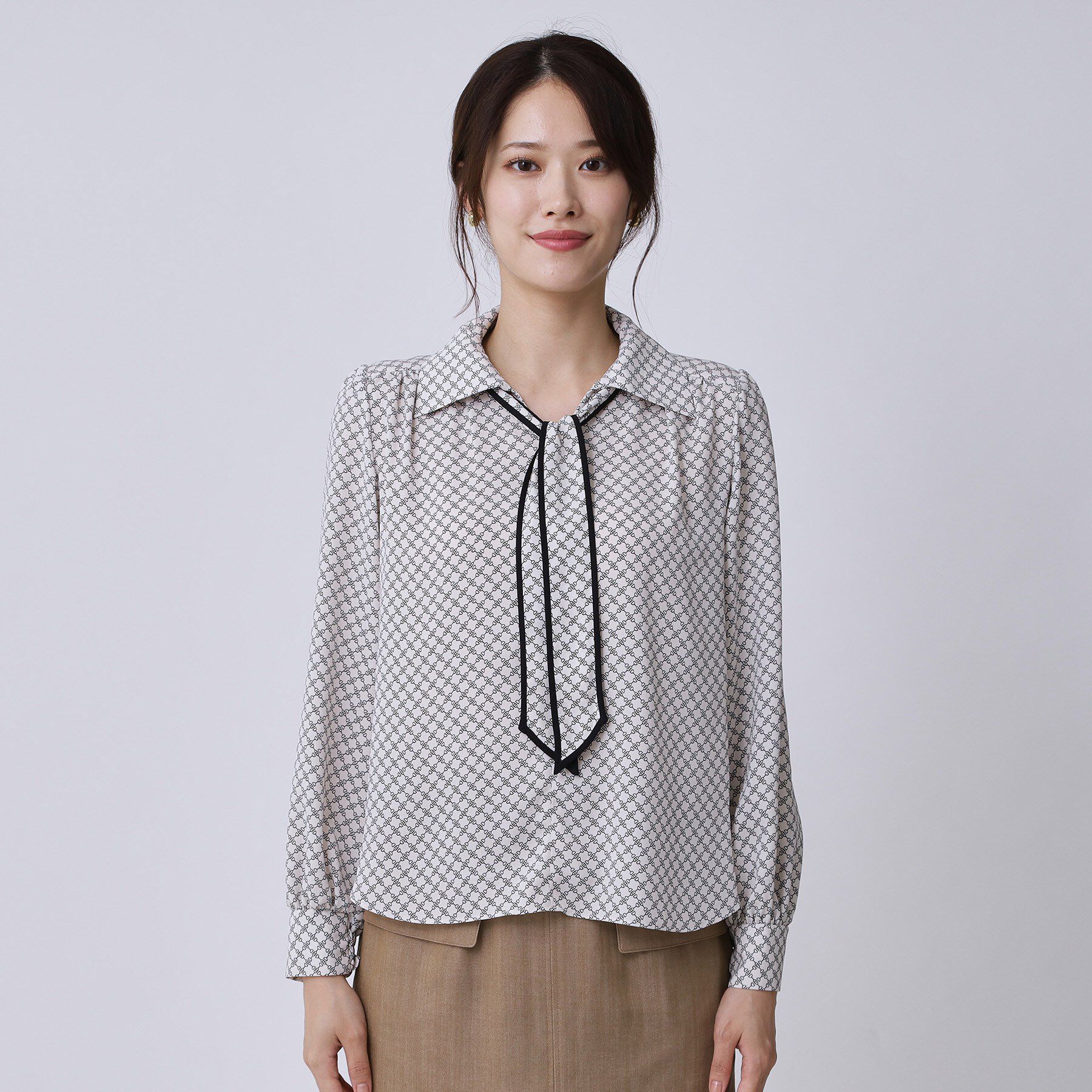 COUP DE CHANCE「【手洗い可／ボウタイ取外し可】配色パイピングボウブラウス」|シャツ・ブラウス|