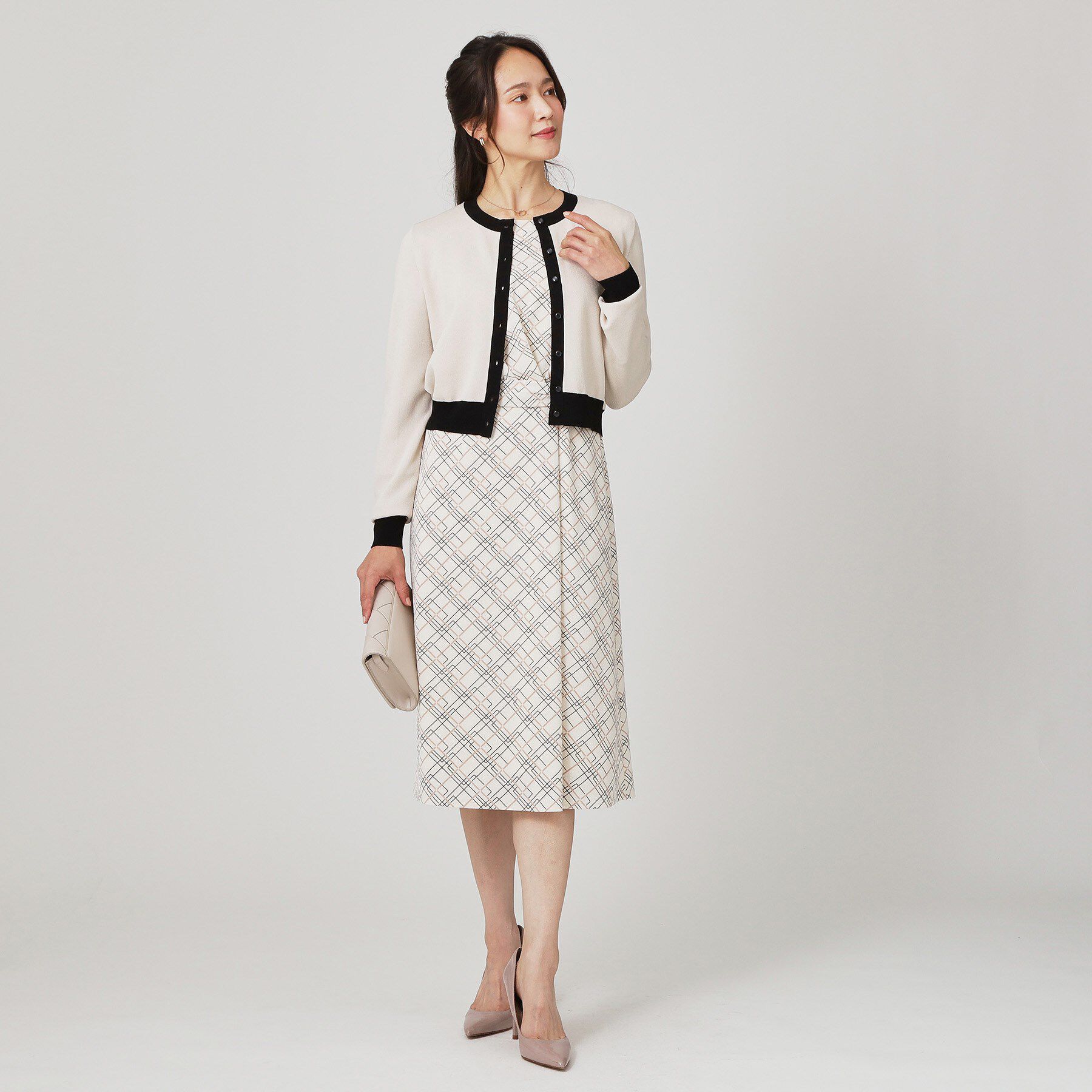 COUP DE CHANCE「【手洗い可】幾何柄風ジャカードカーディガン」|カーディガン|