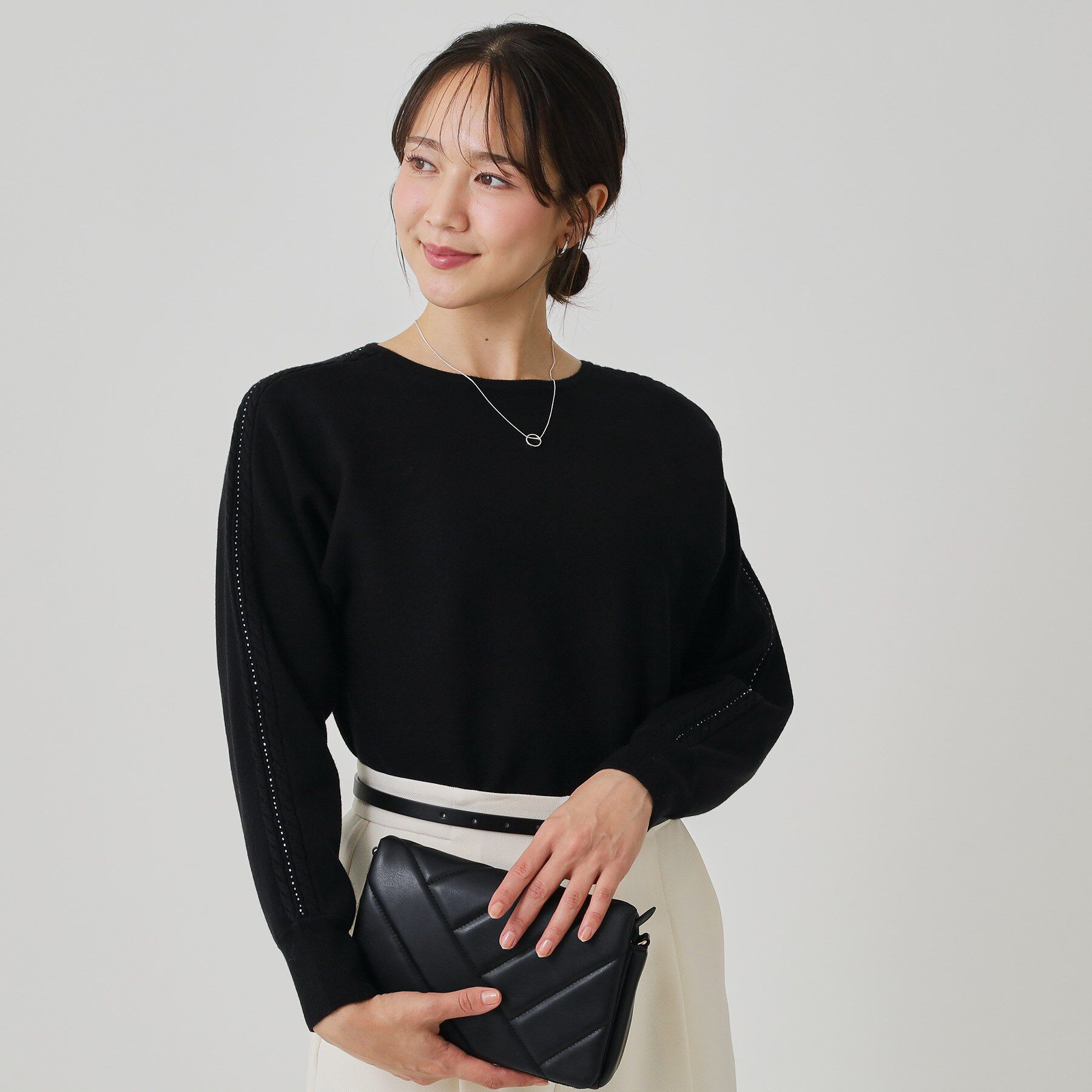 COUP DE CHANCE「【手洗い可】ケーブルビーズ袖デザインニット」|ニット・セーター|