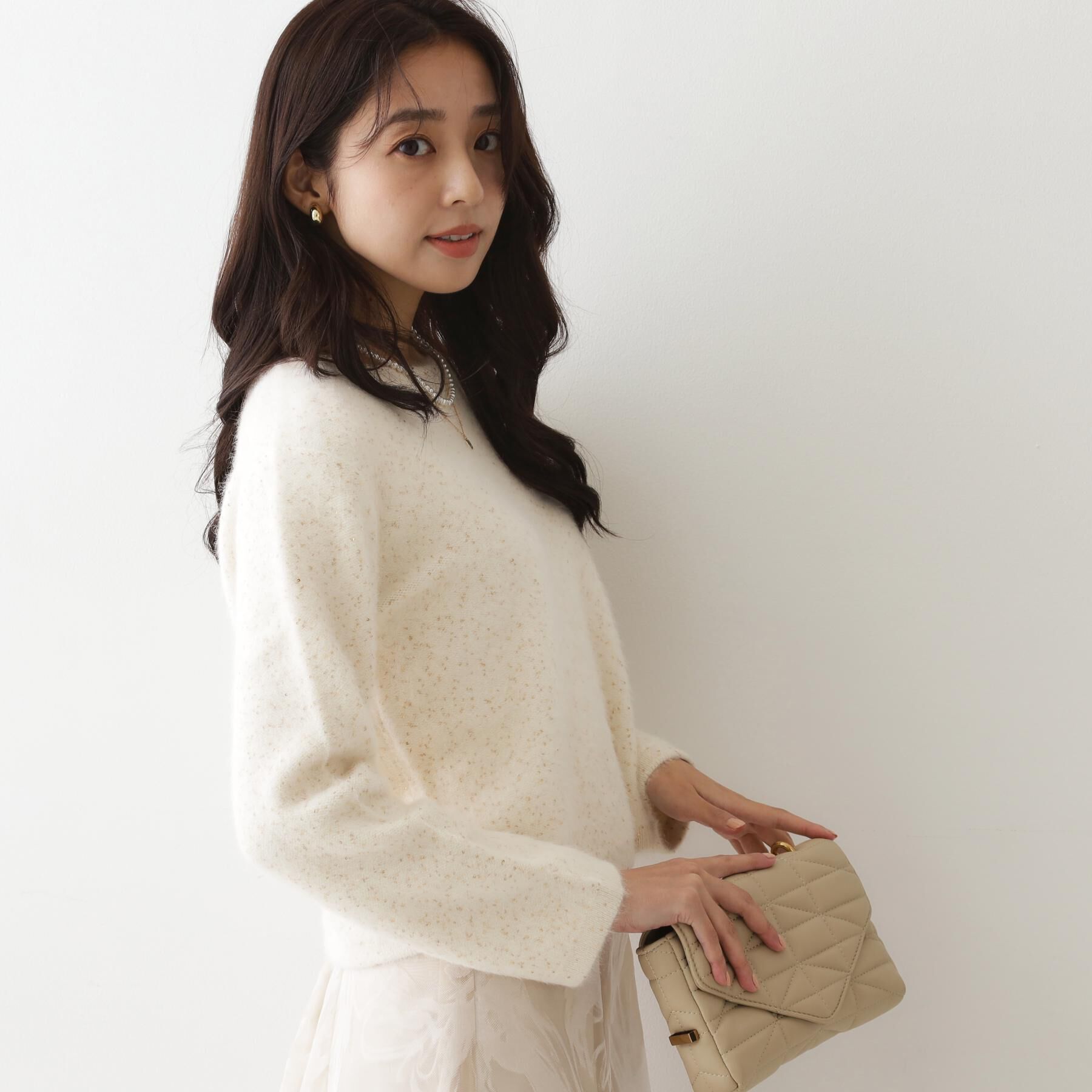 COUP DE CHANCE「【フォックス混／軽い着心地】ショート丈ニットトップス」|ニット・セーター|