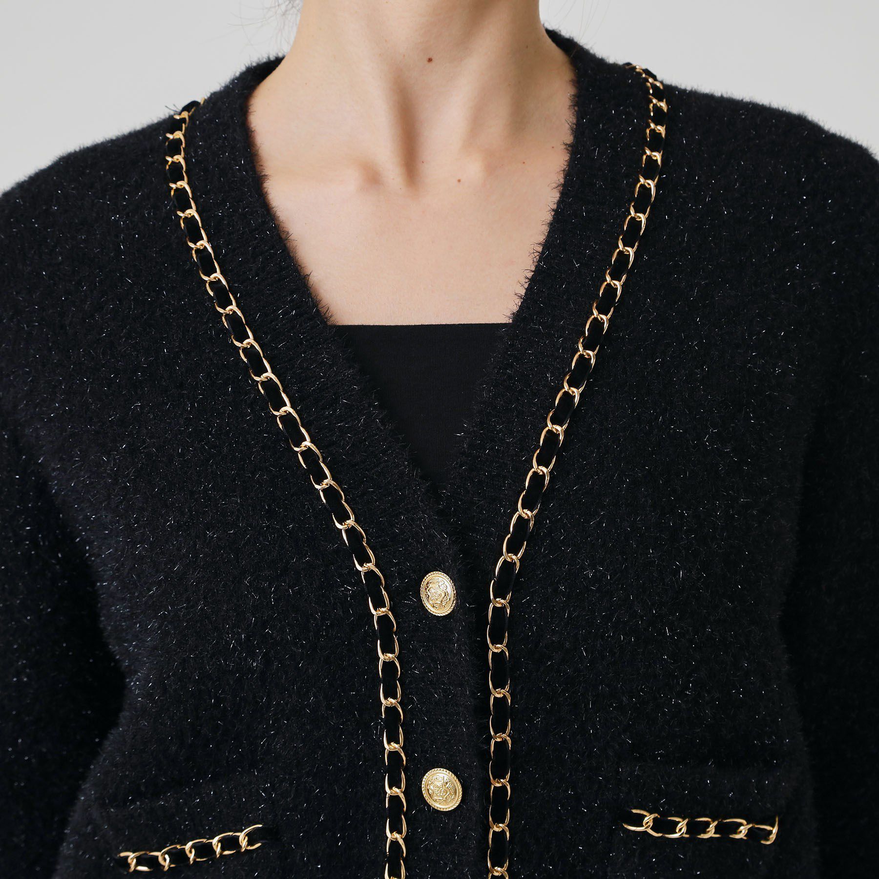 COUP DE CHANCE「【手洗い可／セットアップ可】チェーンブレード付カーディガン」|カーディガン|