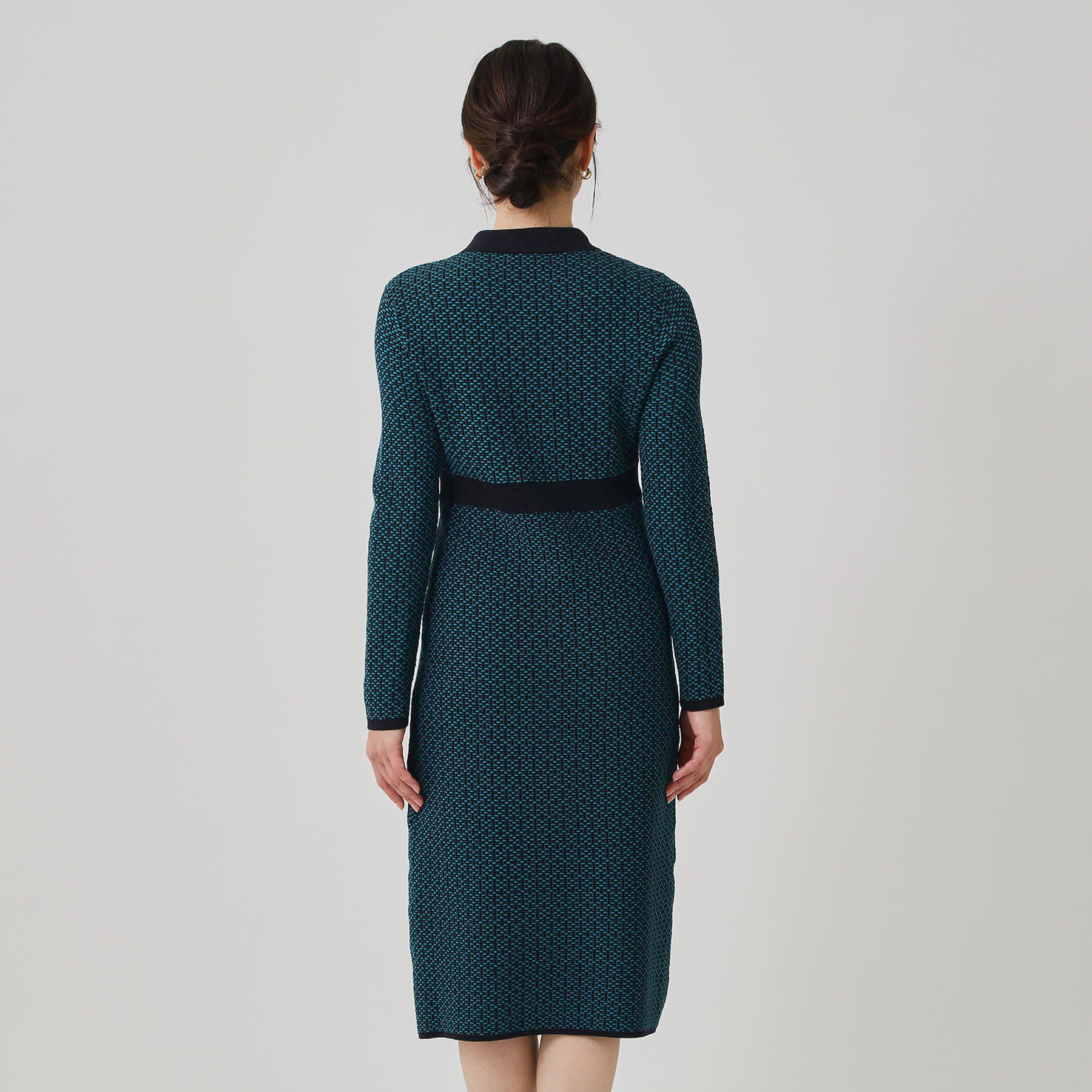 COUP DE CHANCE「【手洗い可】衿付きニットジャカード編みワンピース」|ワンピース|