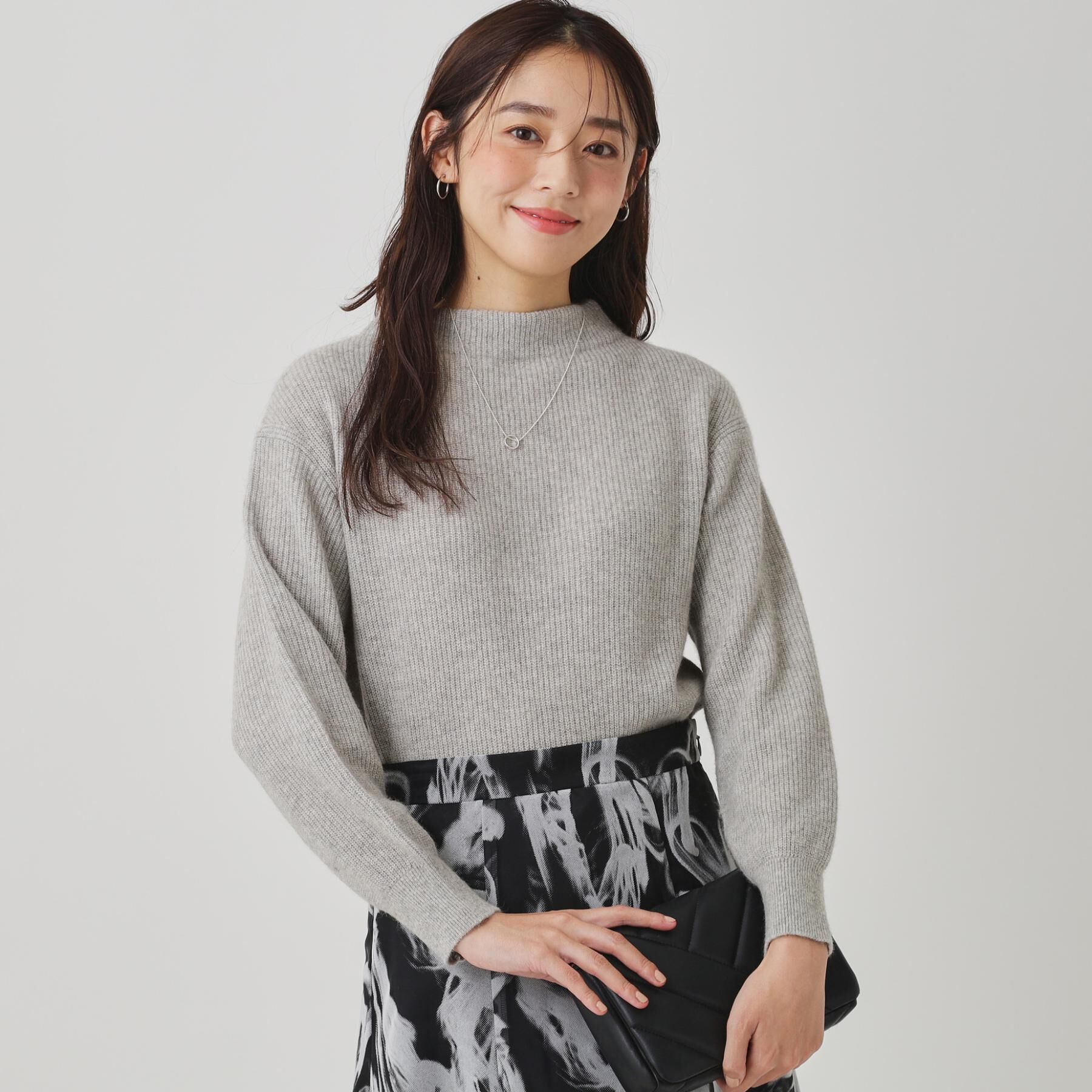 COUP DE CHANCE「【ヘアリー感／軽い】モックネックニット」|ニット・セーター|ライトグレー(011