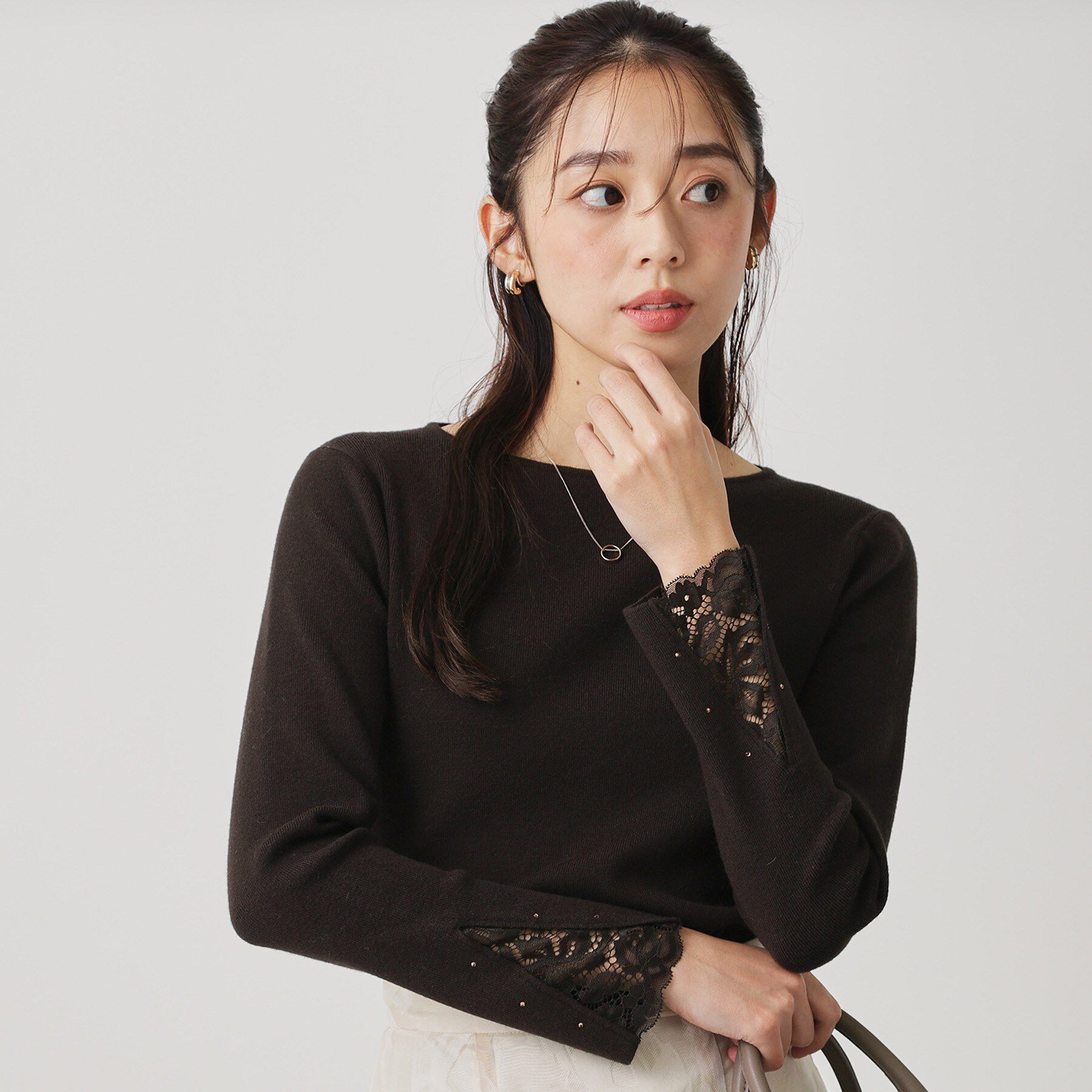 COUP DE CHANCE「【手洗い可】袖口レースコンパクトニット」|ニット・セーター|