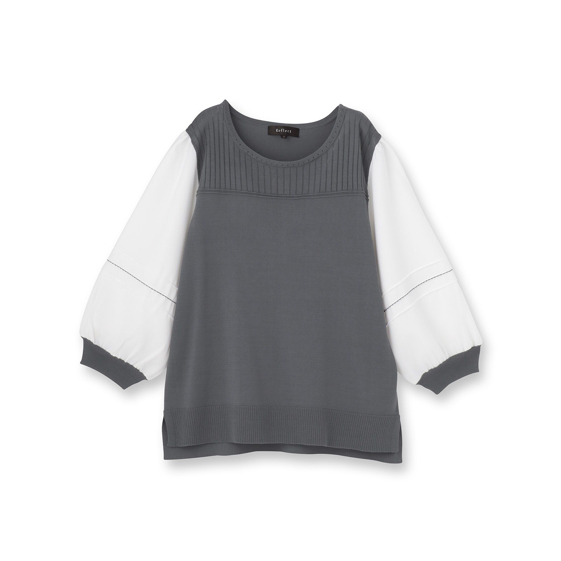 Reflect「【WEB先行カラーあり／手洗い可】ジョーゼットスリーブ&times;ニット」|Tシャツ・カットソー|