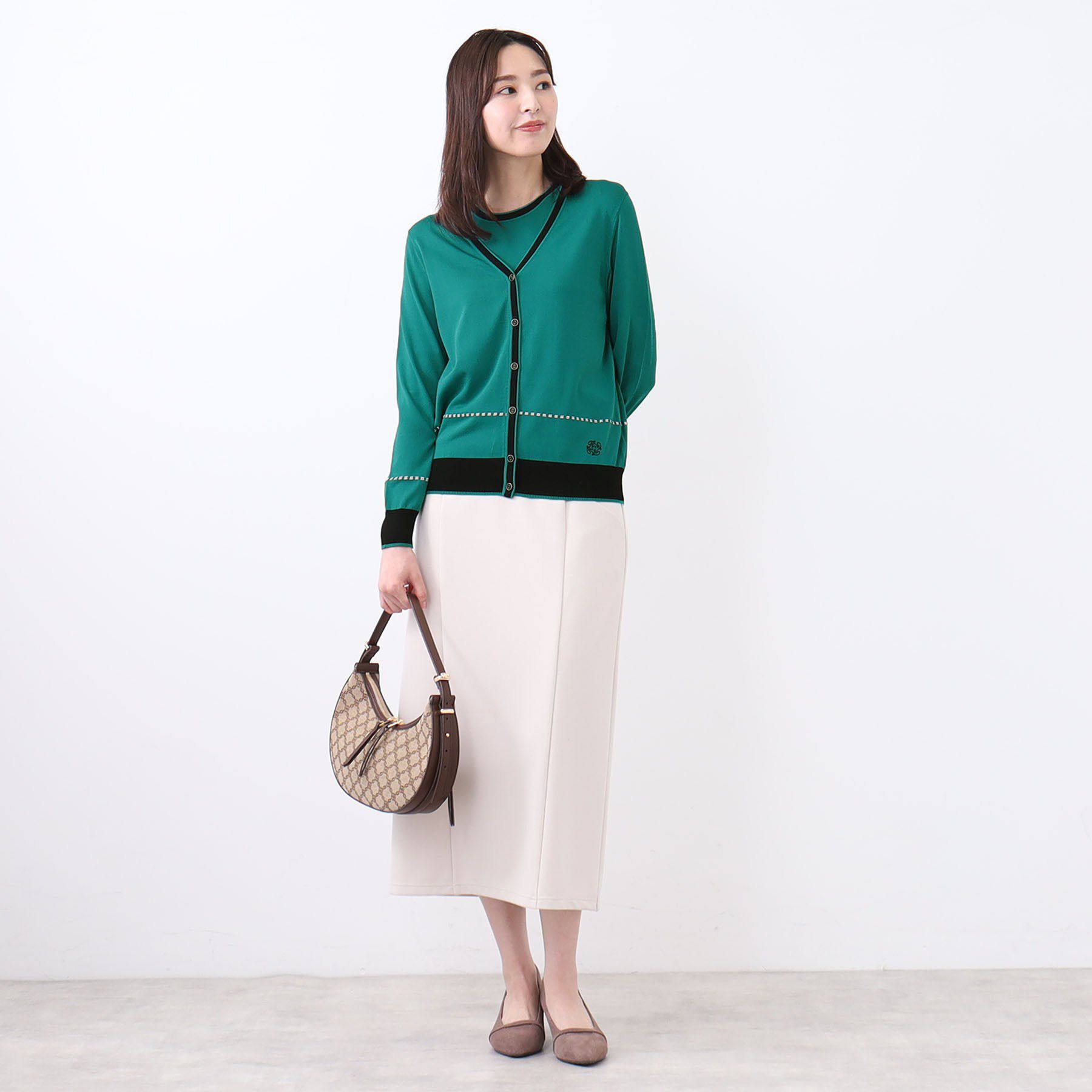 Reflect「【WEB先行カラーあり／手洗い可／アンサンブル可】バイカラーカーディガン」|カーディガン|