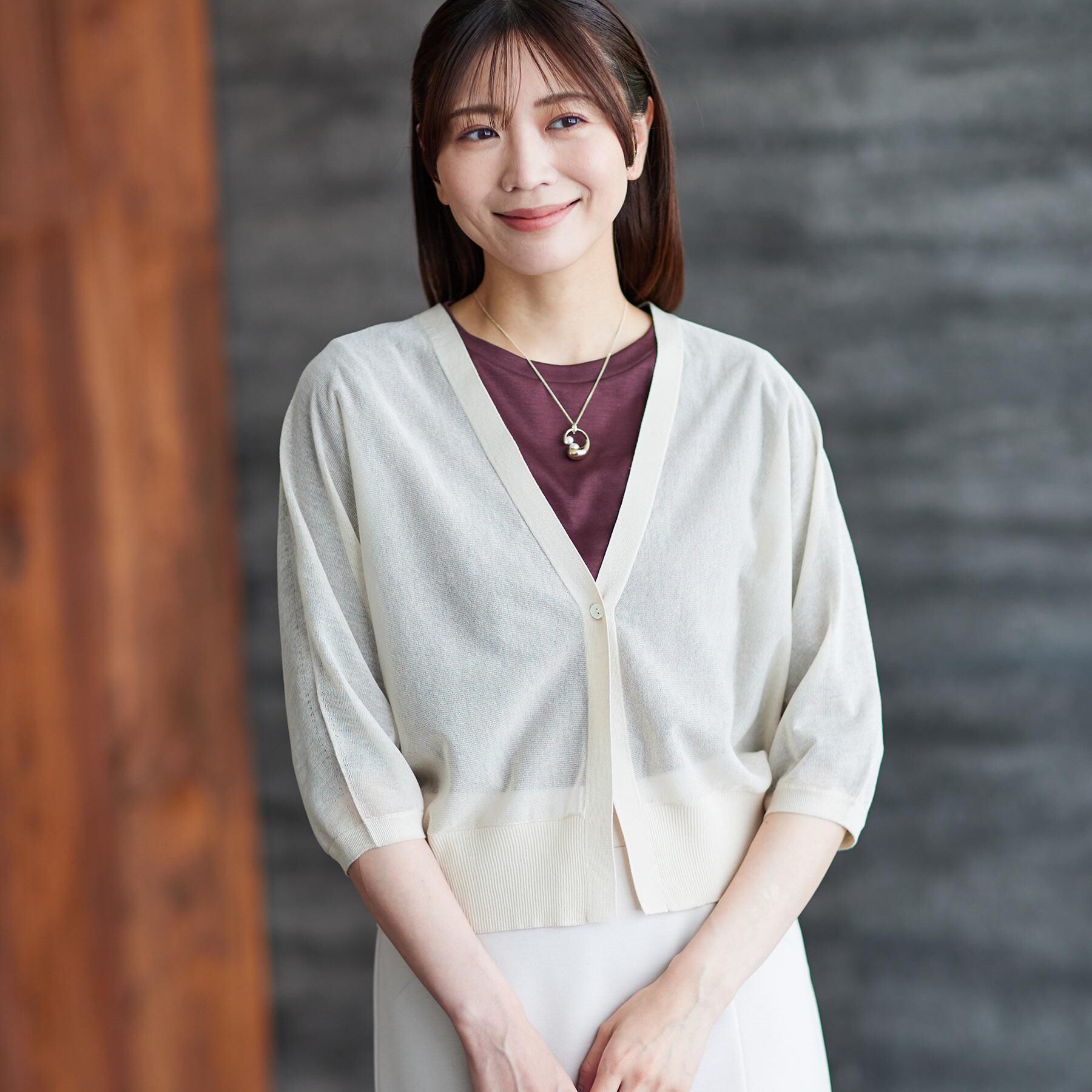 Reflect「【手洗い可】ボレロ風シアーカーディガン」|カーディガン|グレージュ(050)