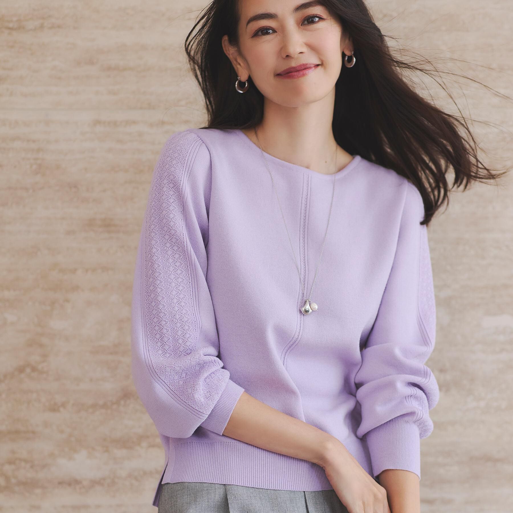 Reflect「【選べる8色／スカートにもパンツにも◎】ウール混ボートネックニット」|ニット・セーター|ラベンダー(080)