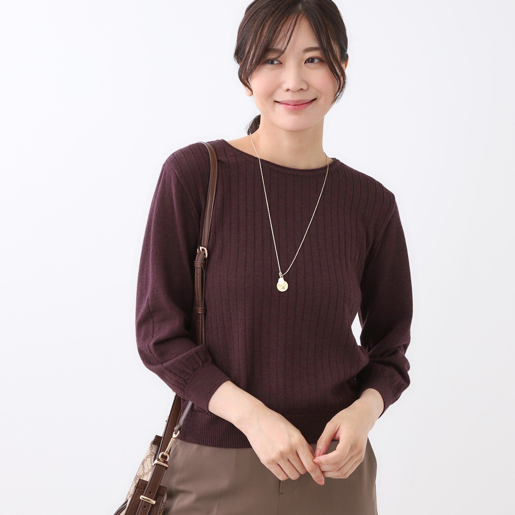 Reflect「【WEB先行カラーあり／インナーにおすすめ◎／アンサンブル可】すっきり見え縦編み柄ニット」|ニット・セーター|