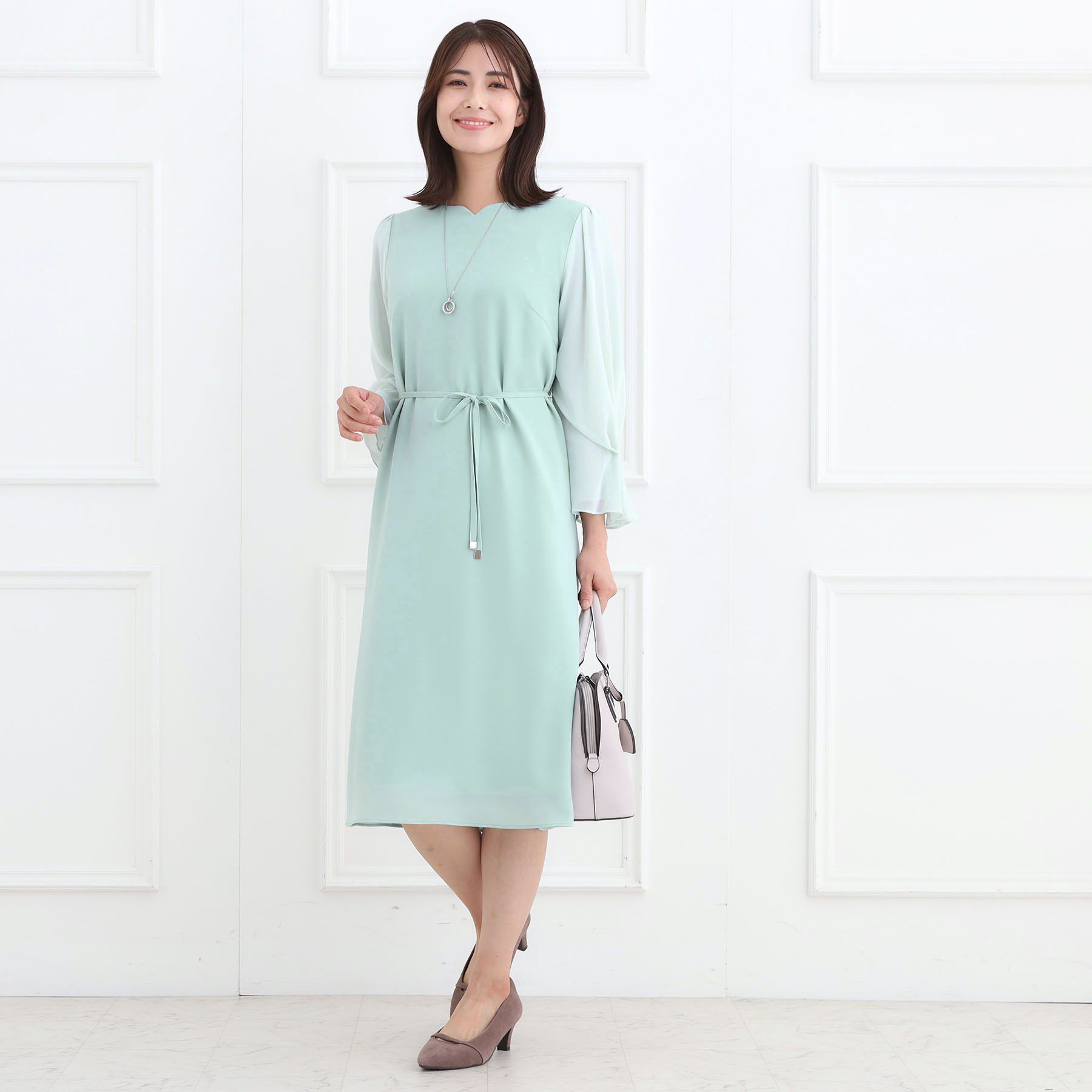 Reflect「【フォーマル／入卒／付属リボン付き】スリーブデザインジョーゼットワンピース」|ワンピース|