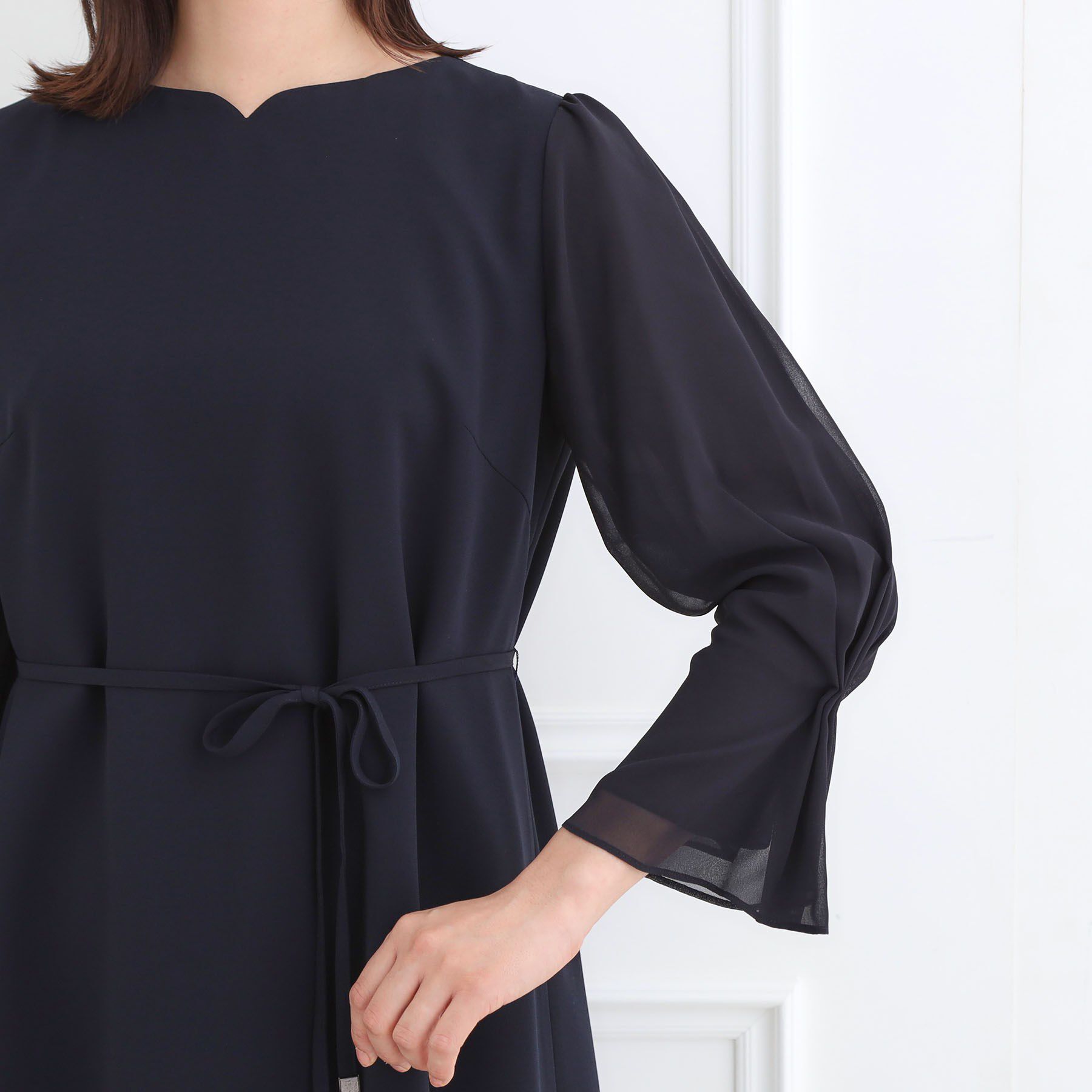 Reflect「【フォーマル／入卒／付属リボン付き】スリーブデザインジョーゼットワンピース」|ワンピース|