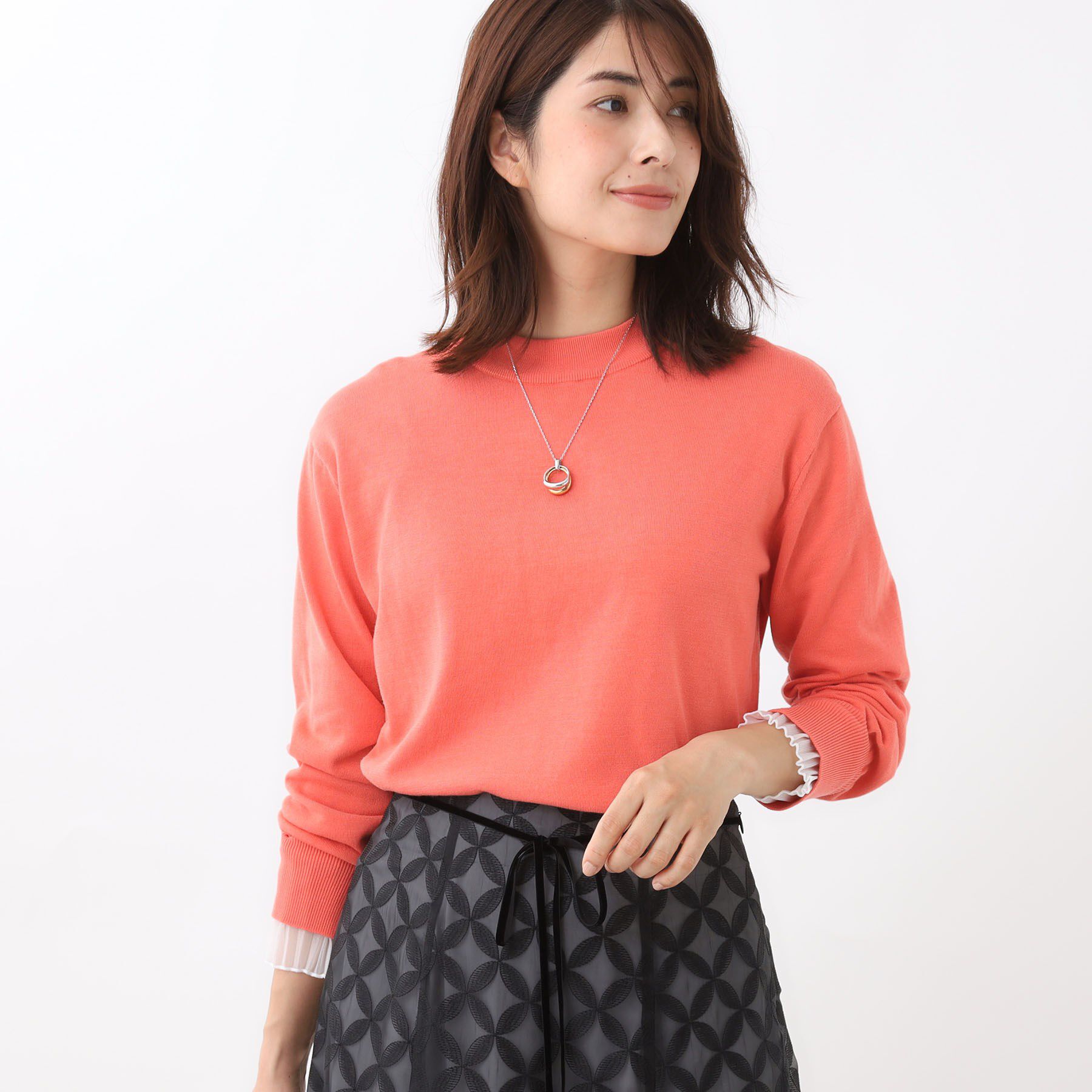 Reflect「【秋映え／重ね着風スタイルに◎】フリルプリーツスリーブニット」|ニット・セーター|