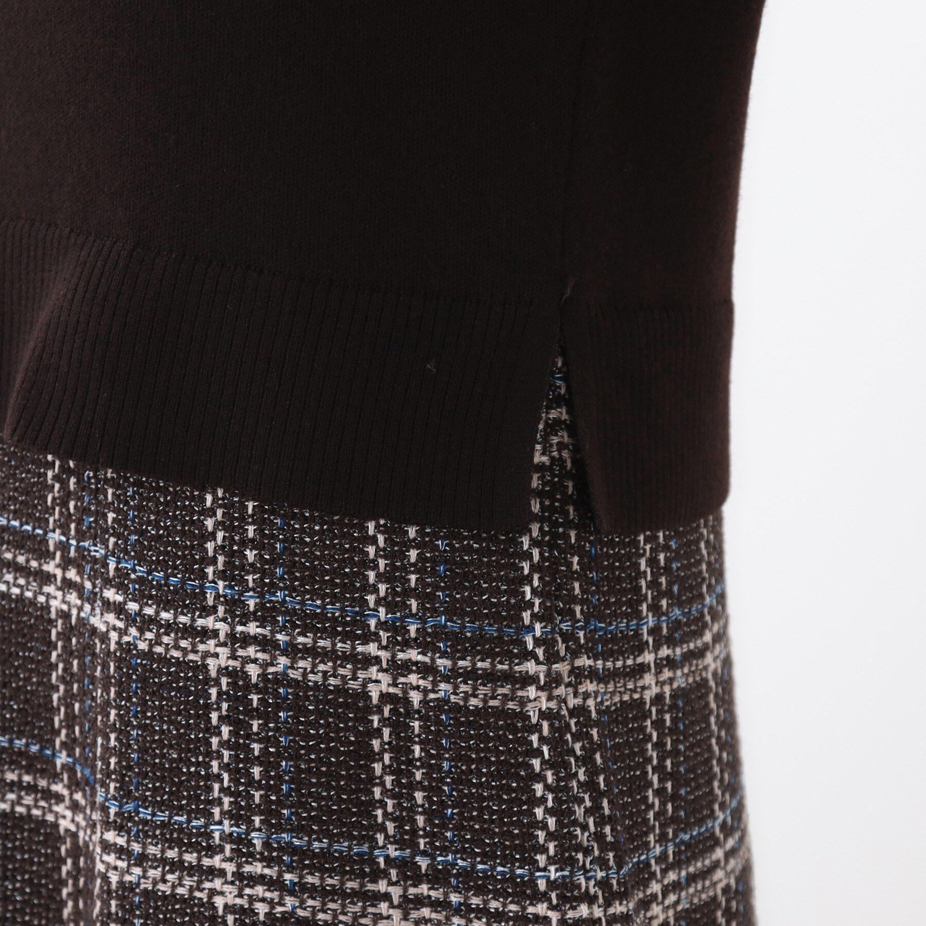 Reflect「【コートインでもすっきり◎】チェック柄ニットドッキングワンピース」|ワンピース|