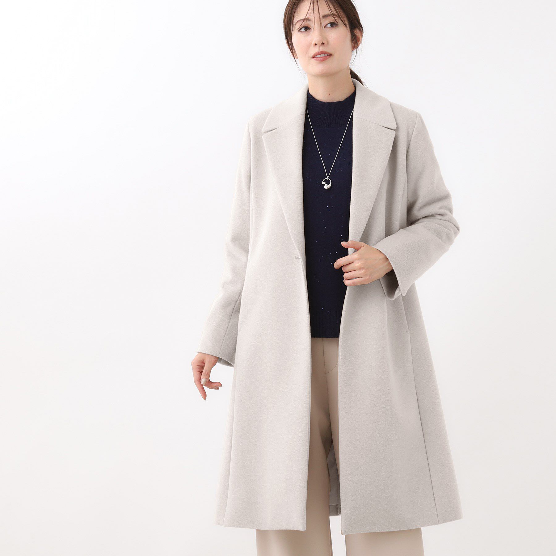 Reflect「【選べる6色】テーラードカラーロングウール混コート」|チェスターコート|