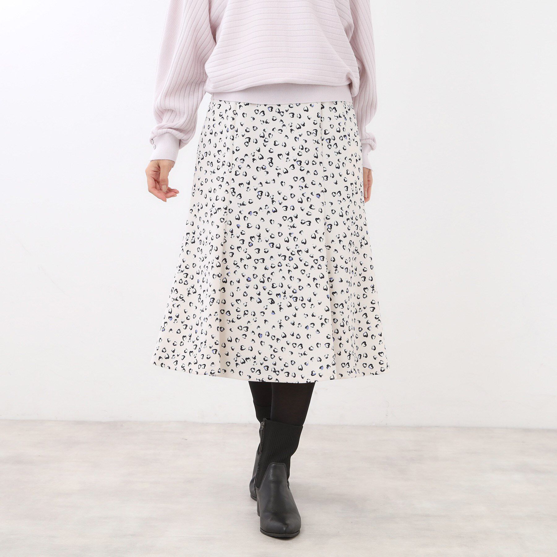 Reflect「ソフトフレアプリントスカート」|スカート|グレージュ(150)