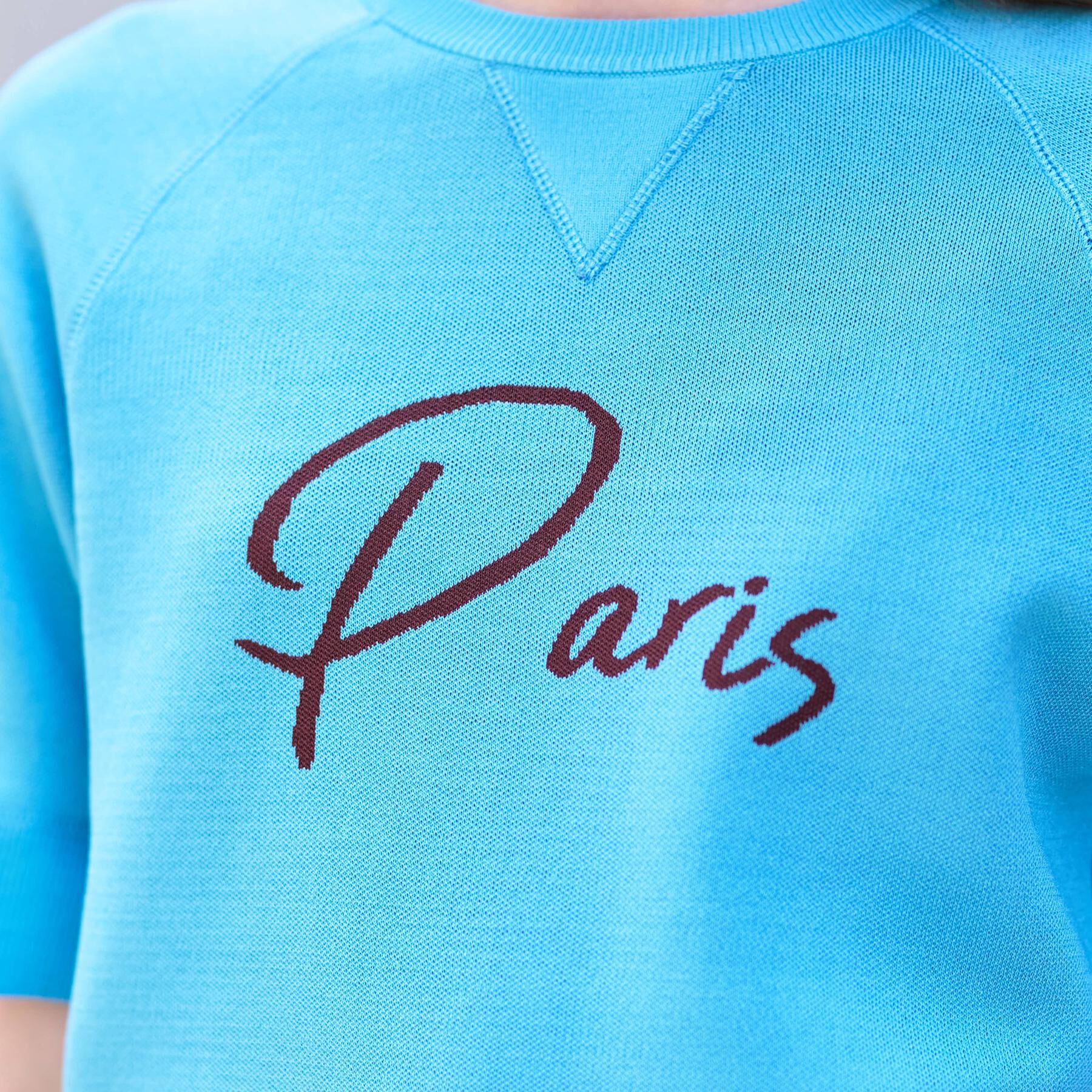 DRESSTERIOR「【洗える/オリジナルロゴ】Parisハーフスリーブジャカードニット」|ニット・セーター|