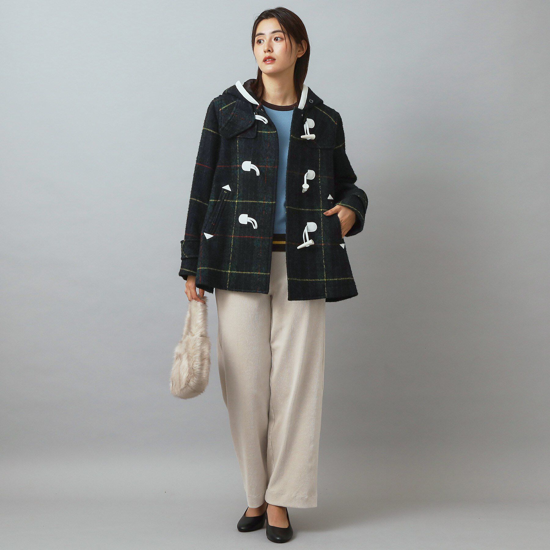 DRESSTERIOR「【CLASSY.12月号掲載】タータンチェックショートダッフル」|ダッフルコート|