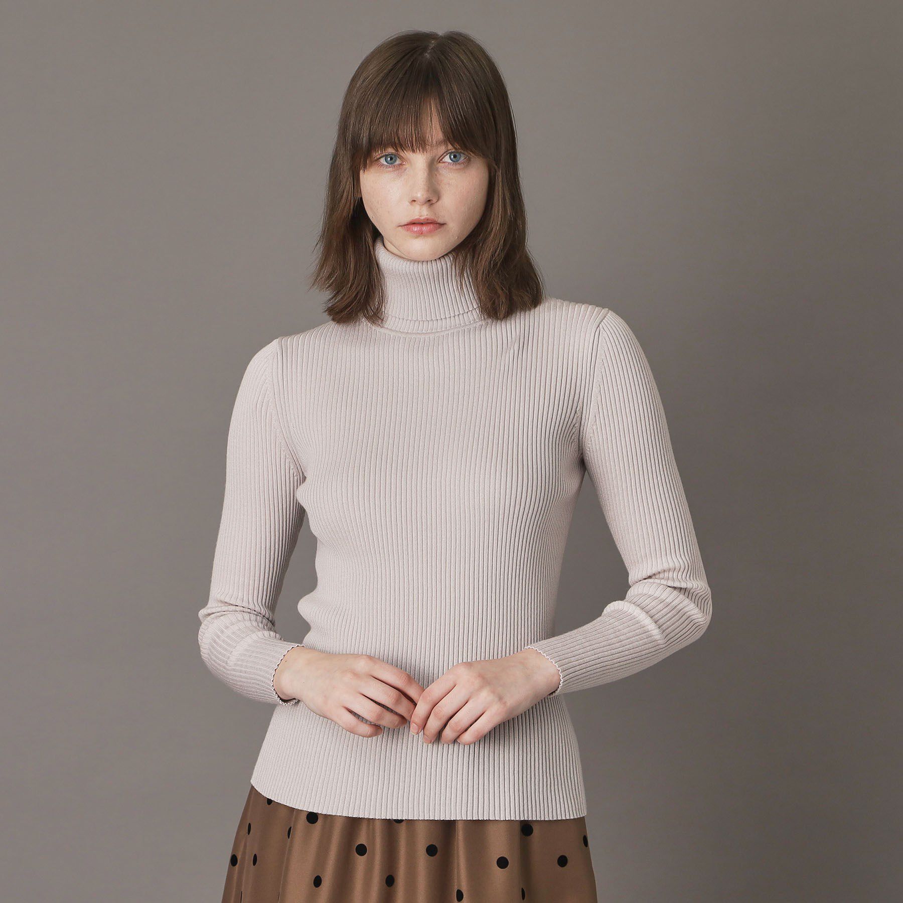 DRESSTERIOR「【CLASSY.12月号掲載】シルクブレンドメリノウールリブプルオーバー」|ニット・セーター|ライトベージュ(05