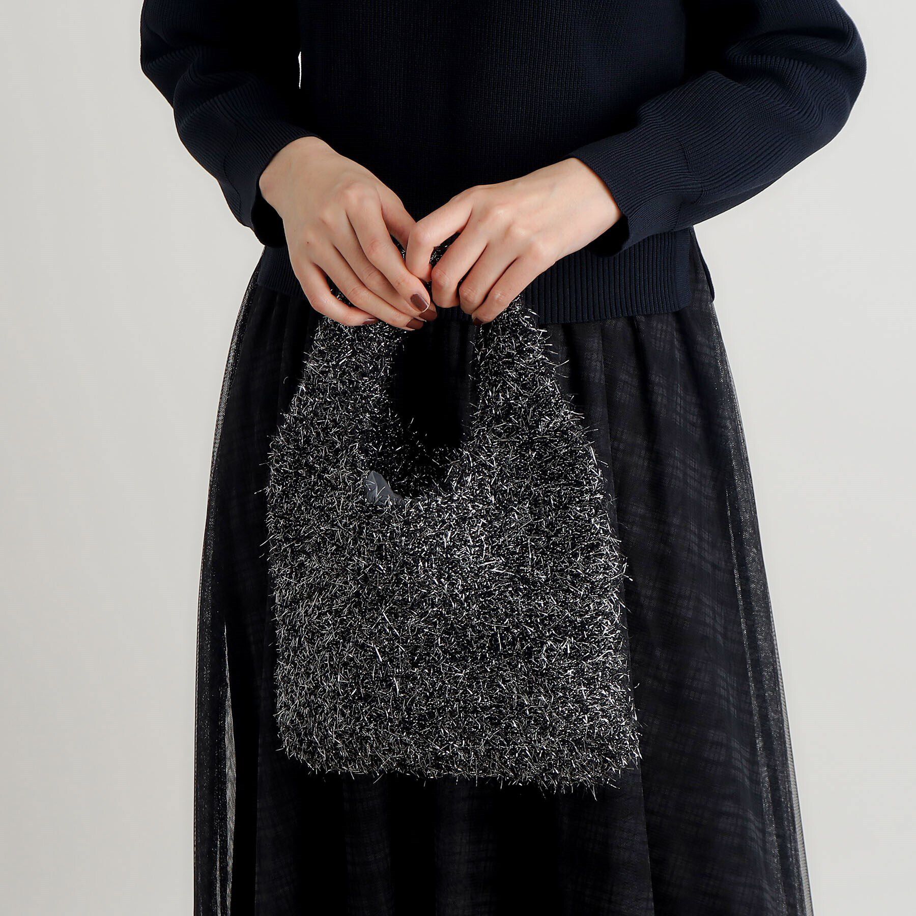 grove「ラメニットミニクリテトート」|トートバッグ|