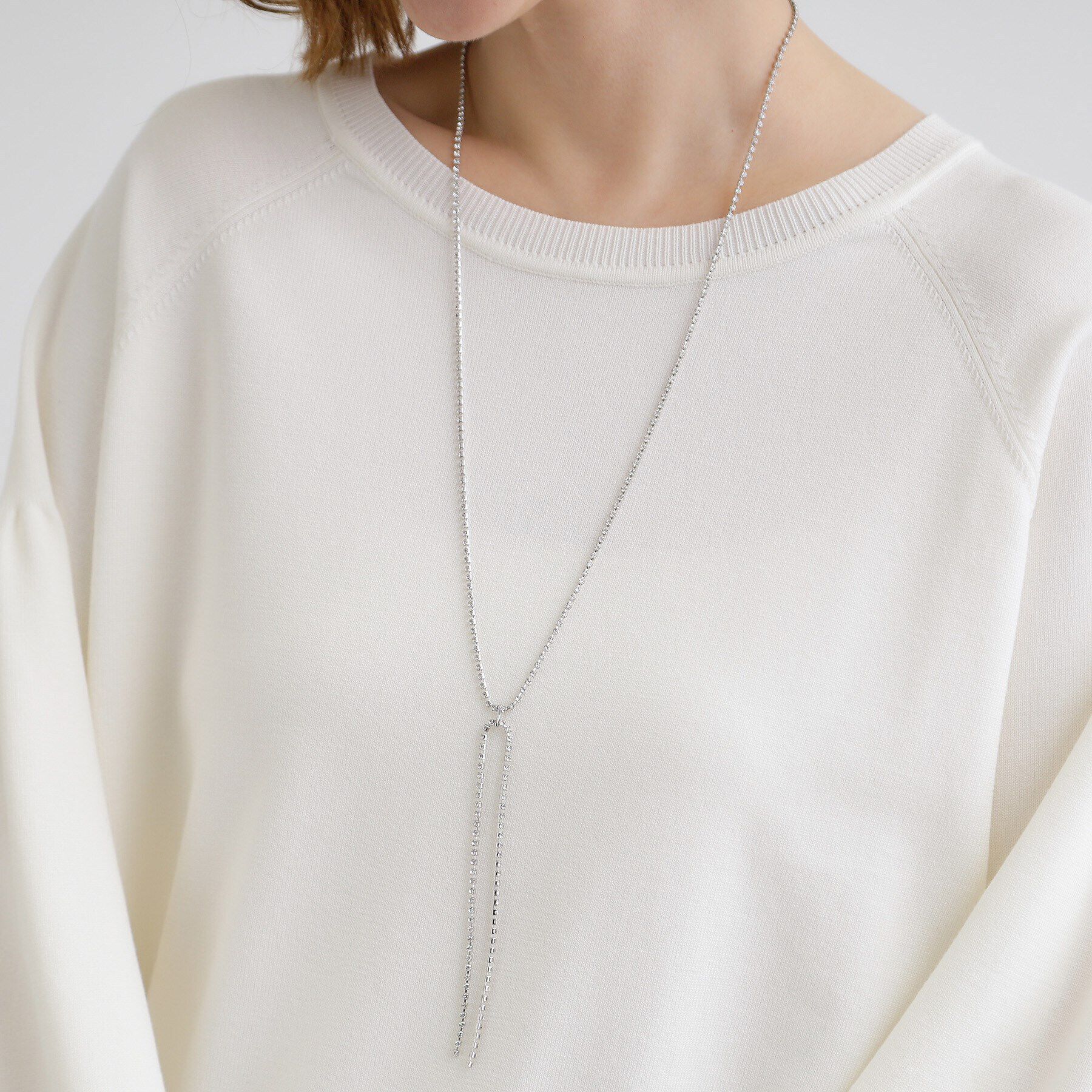 grove「ダイヤ調レーンリボンネックレス」|ネックレス|