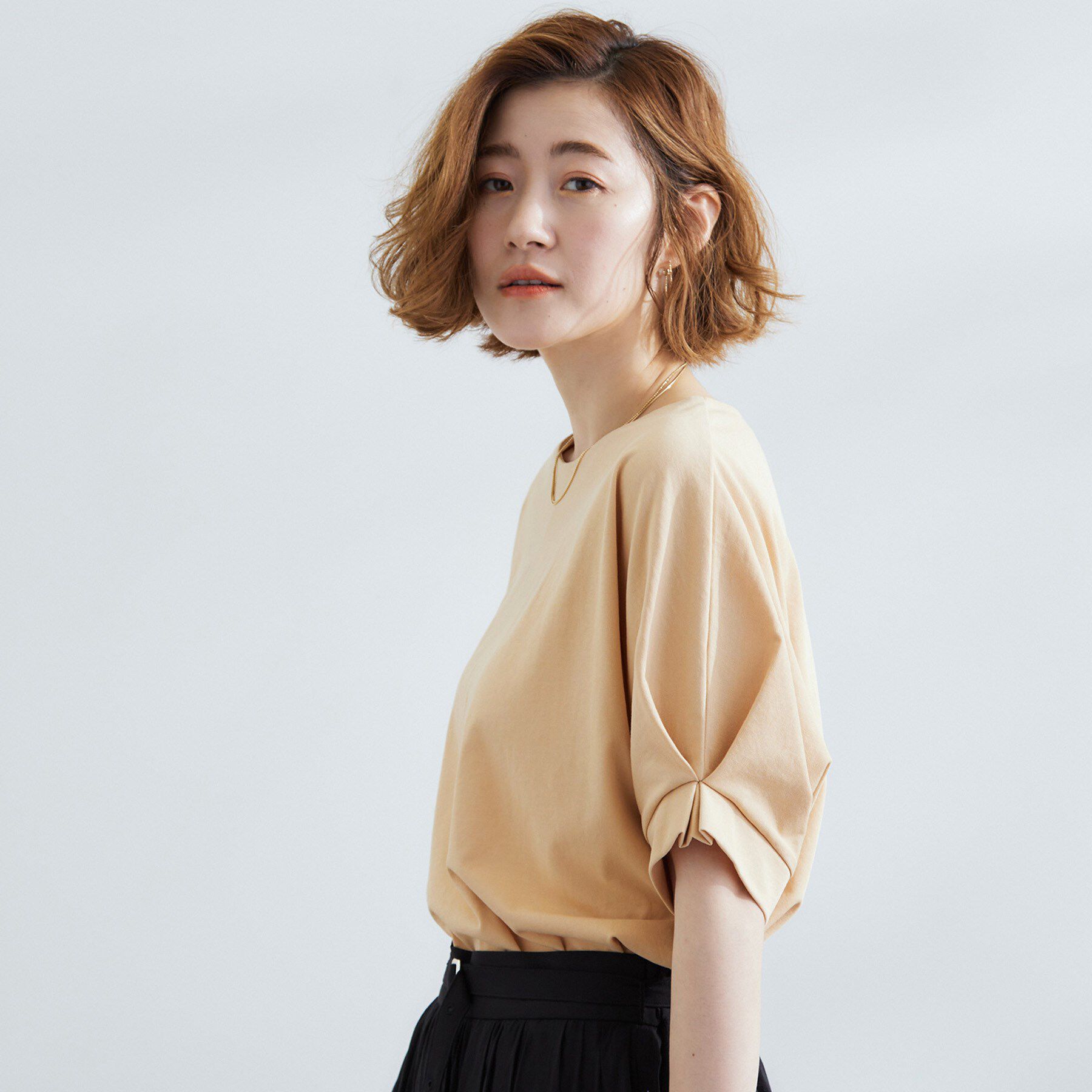 grove「【UVカット/ひんやり/二の腕カバー】タックドルマンプルオーバー」|Tシャツ・カットソー|ライトイエロー(03