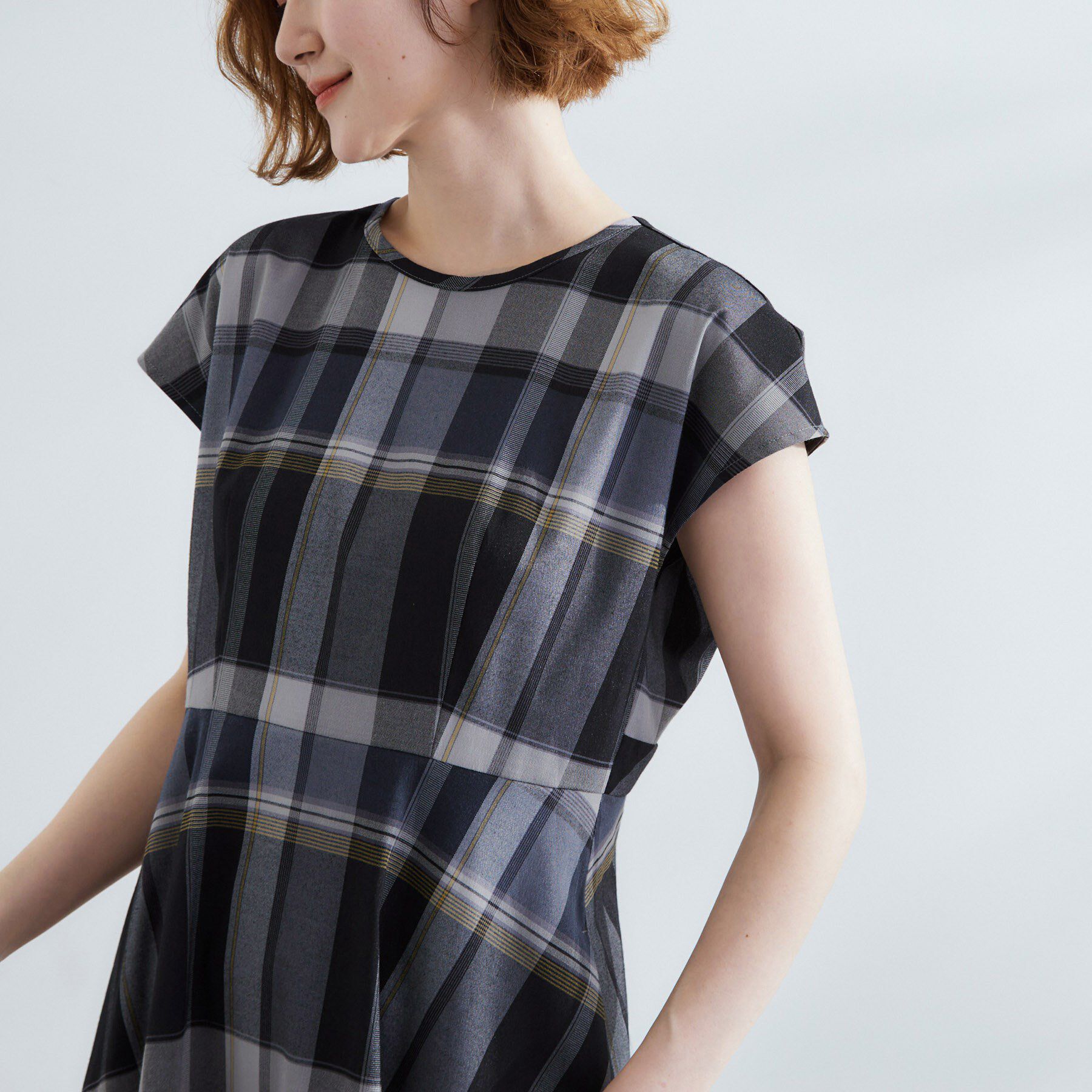 grove「秋を先取り！ビッグチェック フィット＆フレアワンピース」|ワンピース|