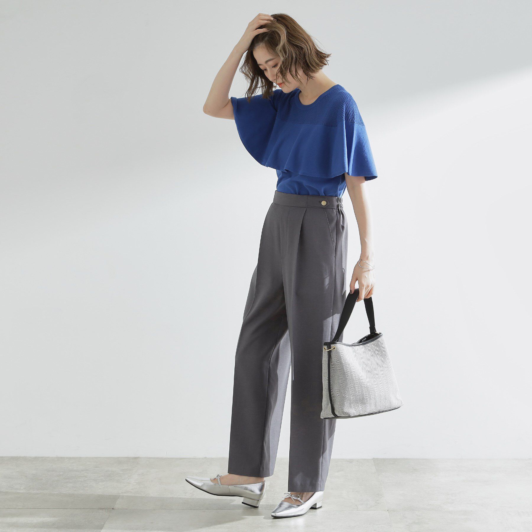 grove「涼しくて華やか1枚で差の付く　ケープフリルニット」|ニット・セーター|