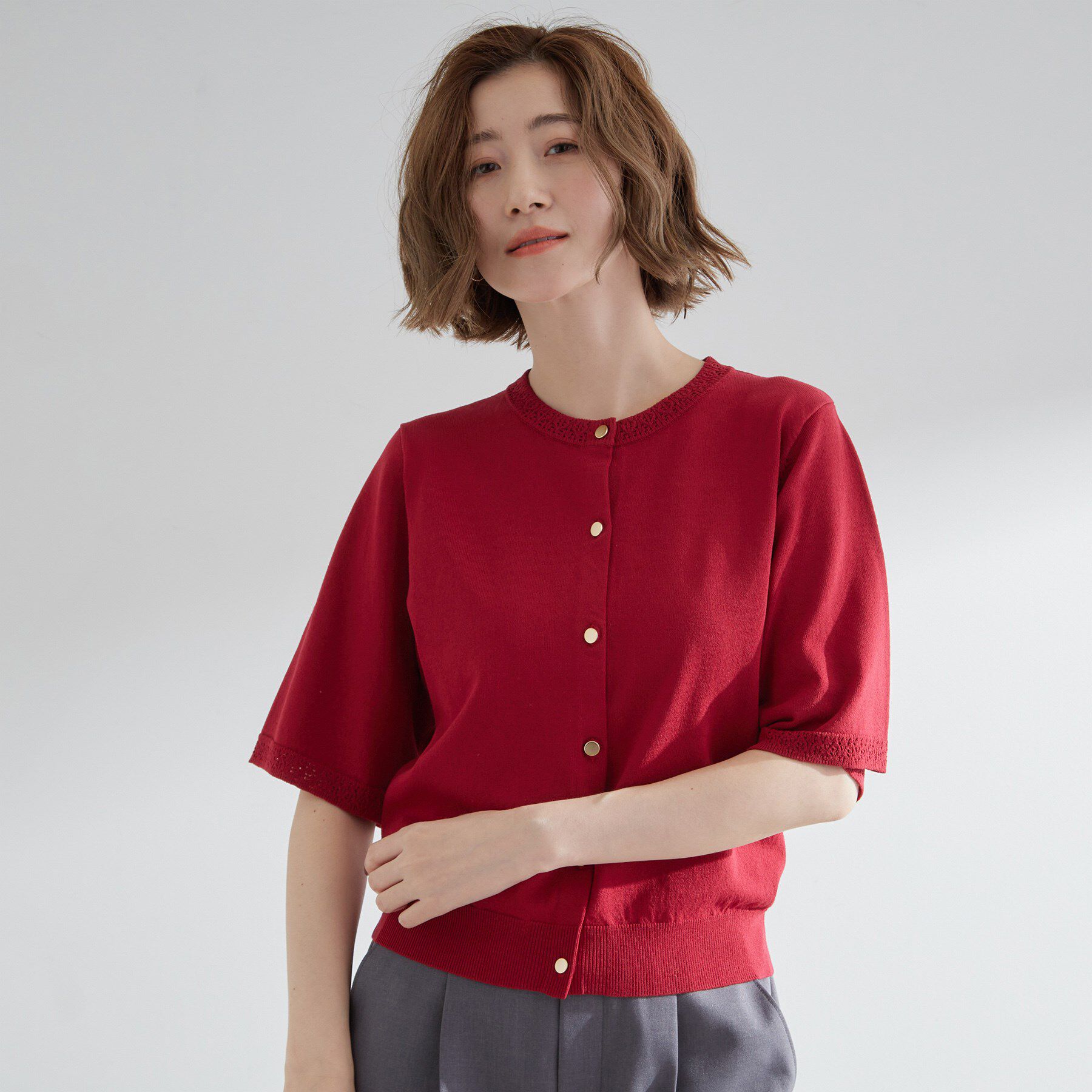 grove「さらりと心地よい　大人のサマーニットカーディガン」|カーディガン|