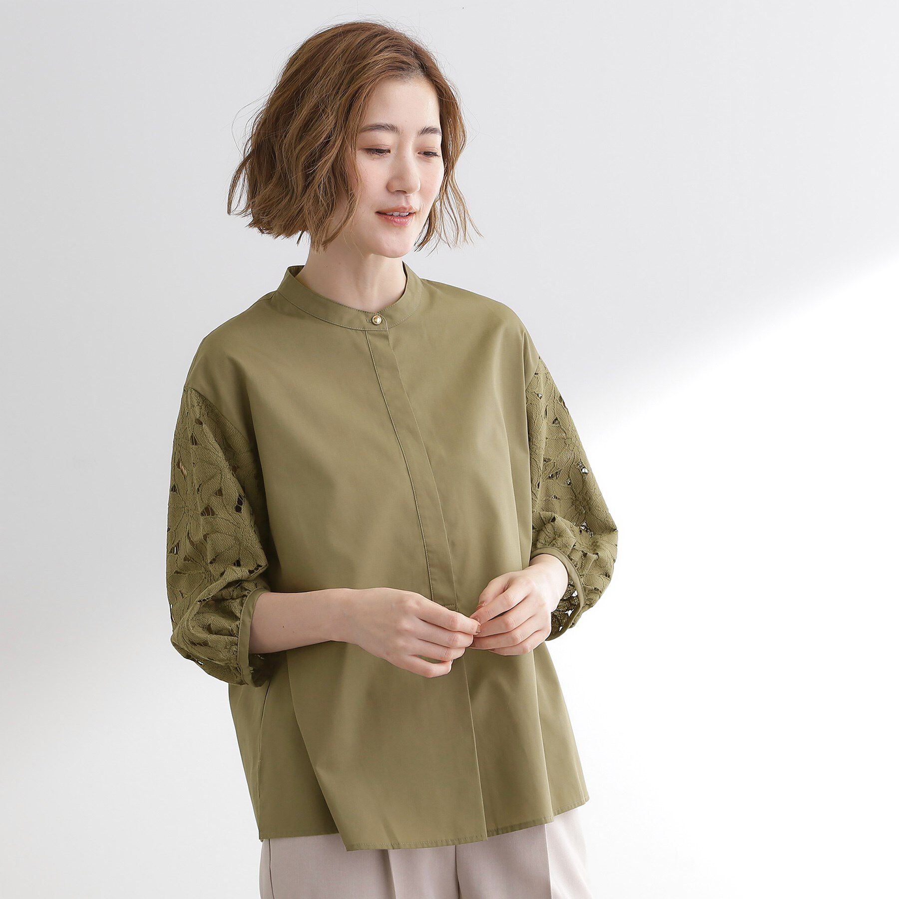 grove「【サスティナブル原料/二の腕カバー】華やか袖刺繍ブラウス」|シャツ・ブラウス|