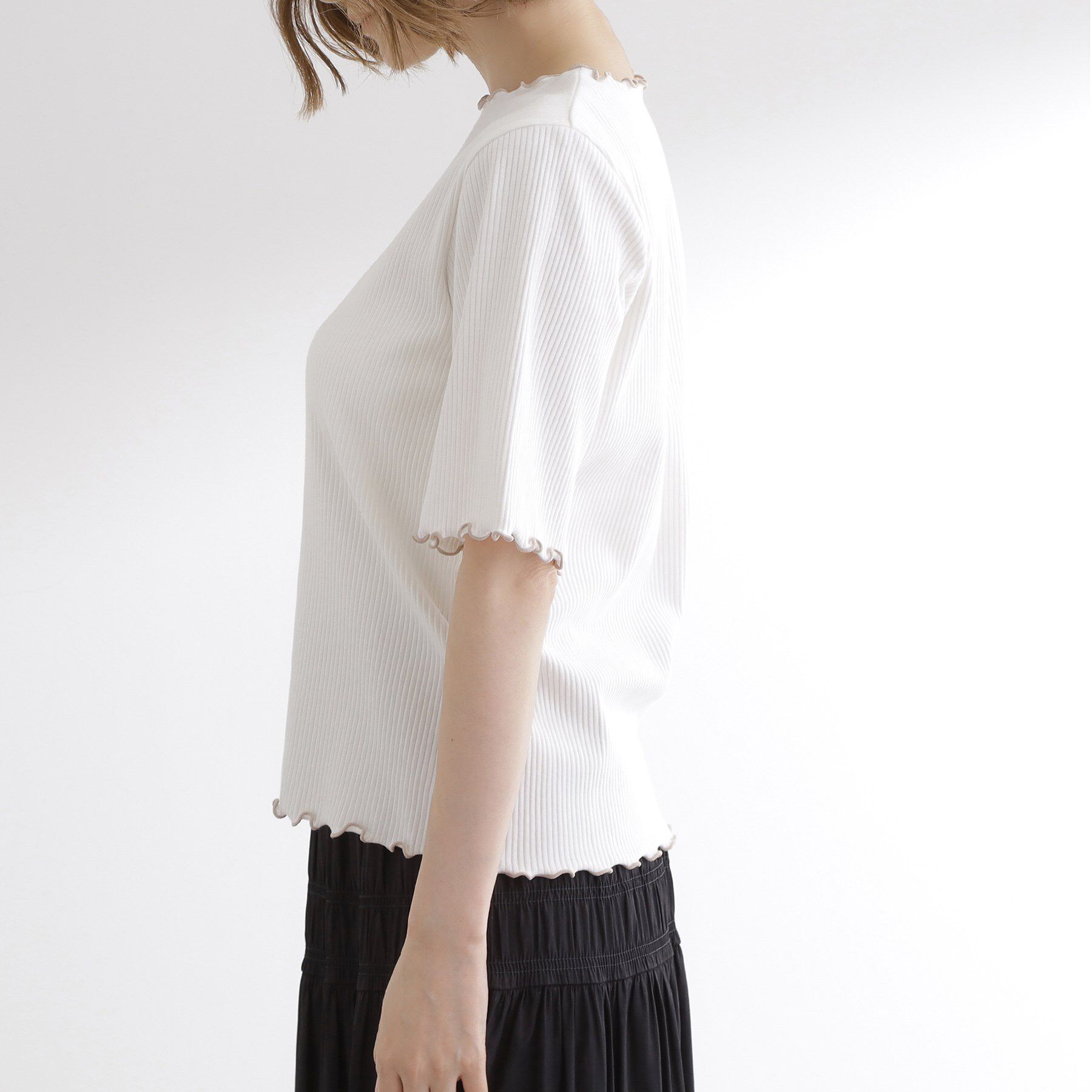 grove「一枚でもレイヤードでも楽しめる　マルチな5分袖プルオーバー」|Tシャツ・カットソー|