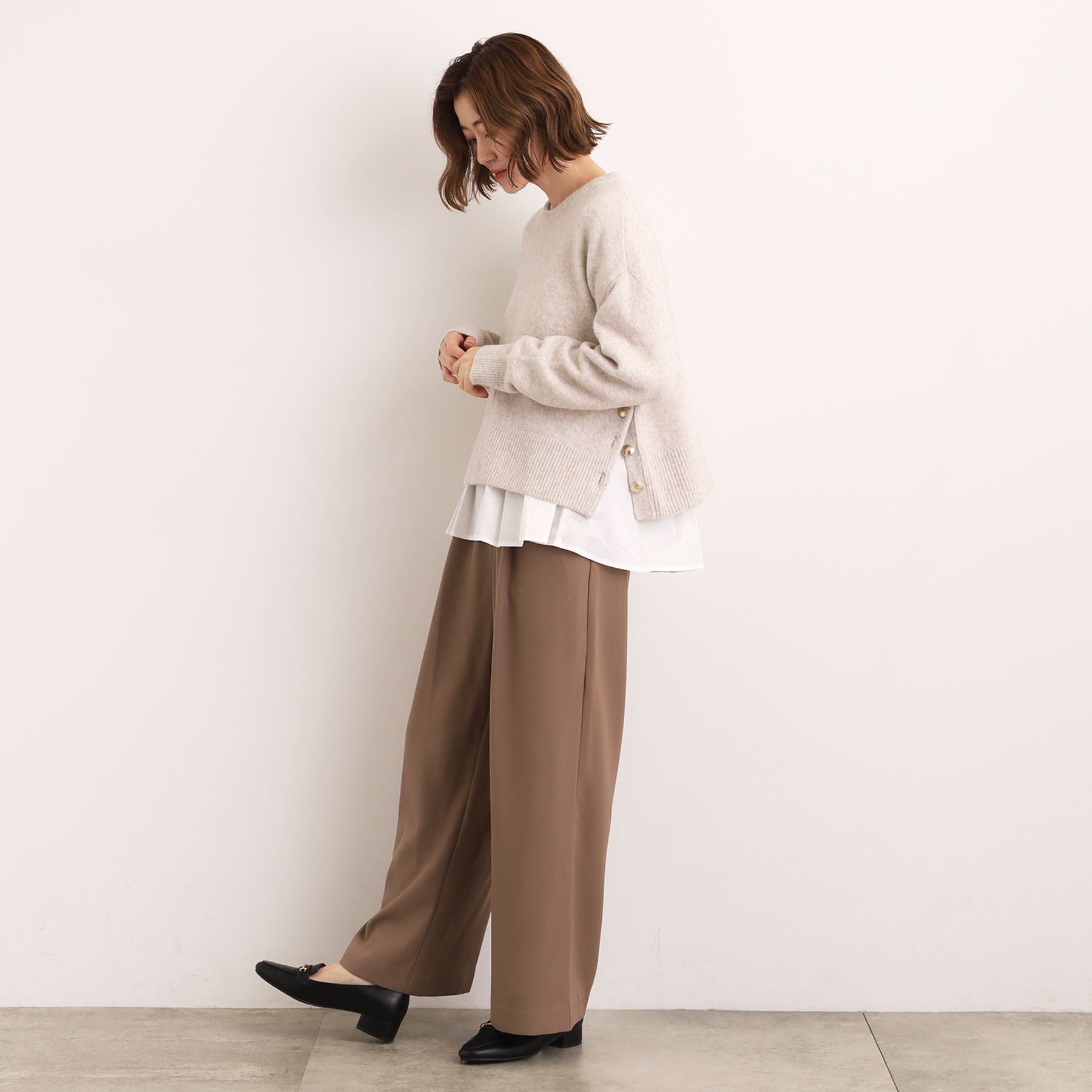 grove「【洗える】レイヤードにもおすすめ！サイド釦ニット」|ニット・セーター|