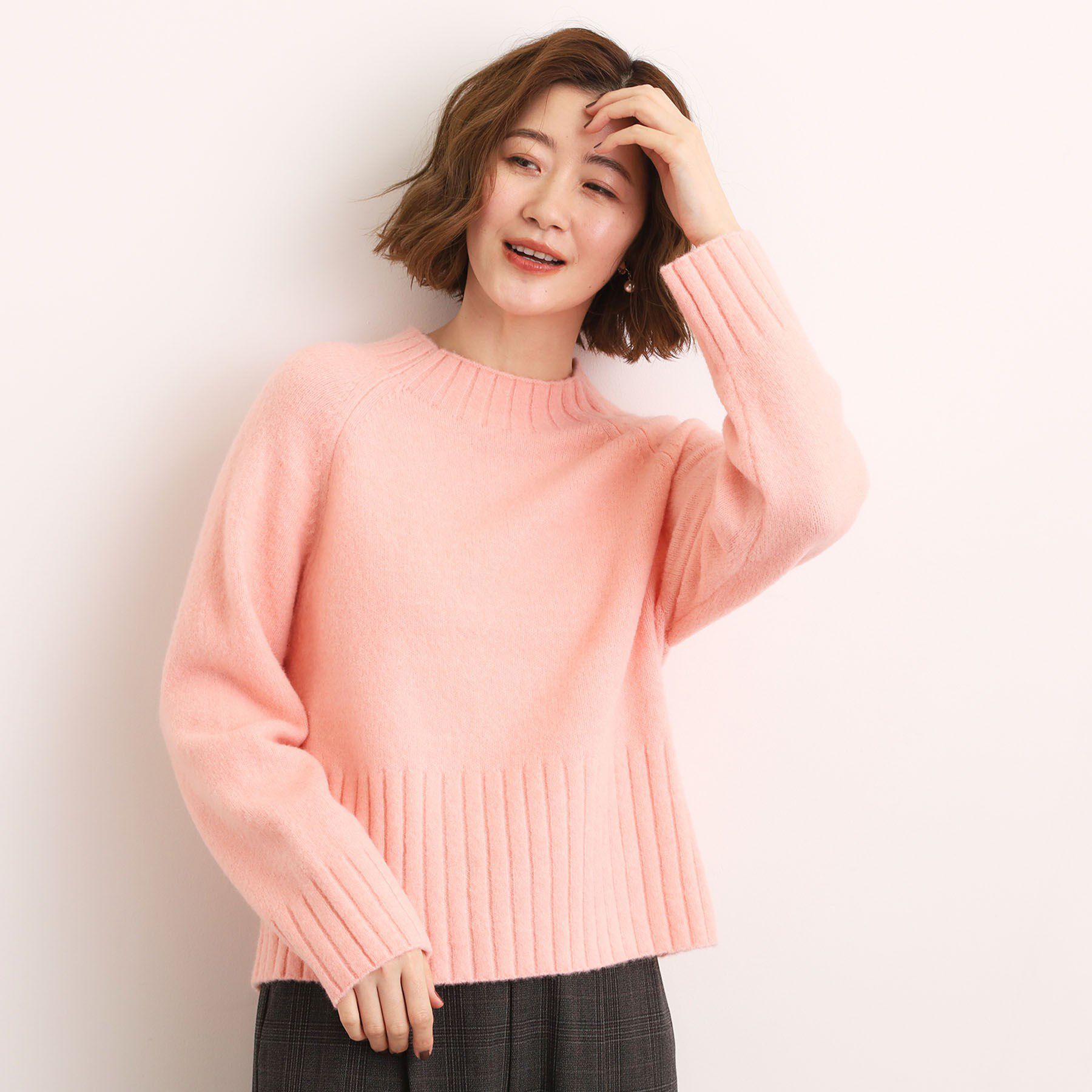 grove「【洗える】バックリブ切替ニット」|ニット・セーター|