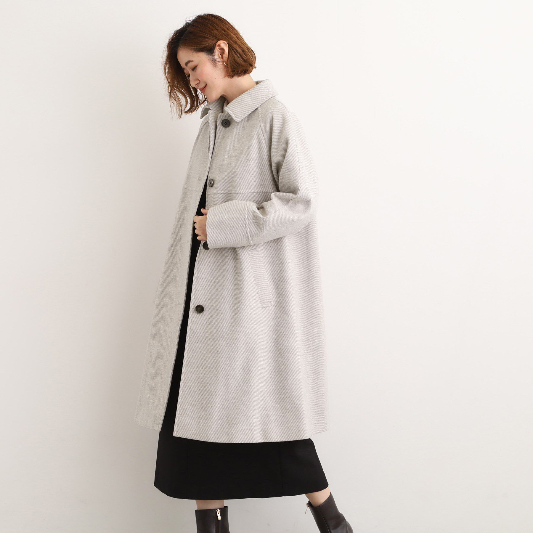 grove「クラシカルな佇まい 大人のステンカラーロングコート」|ステンカラーコート|