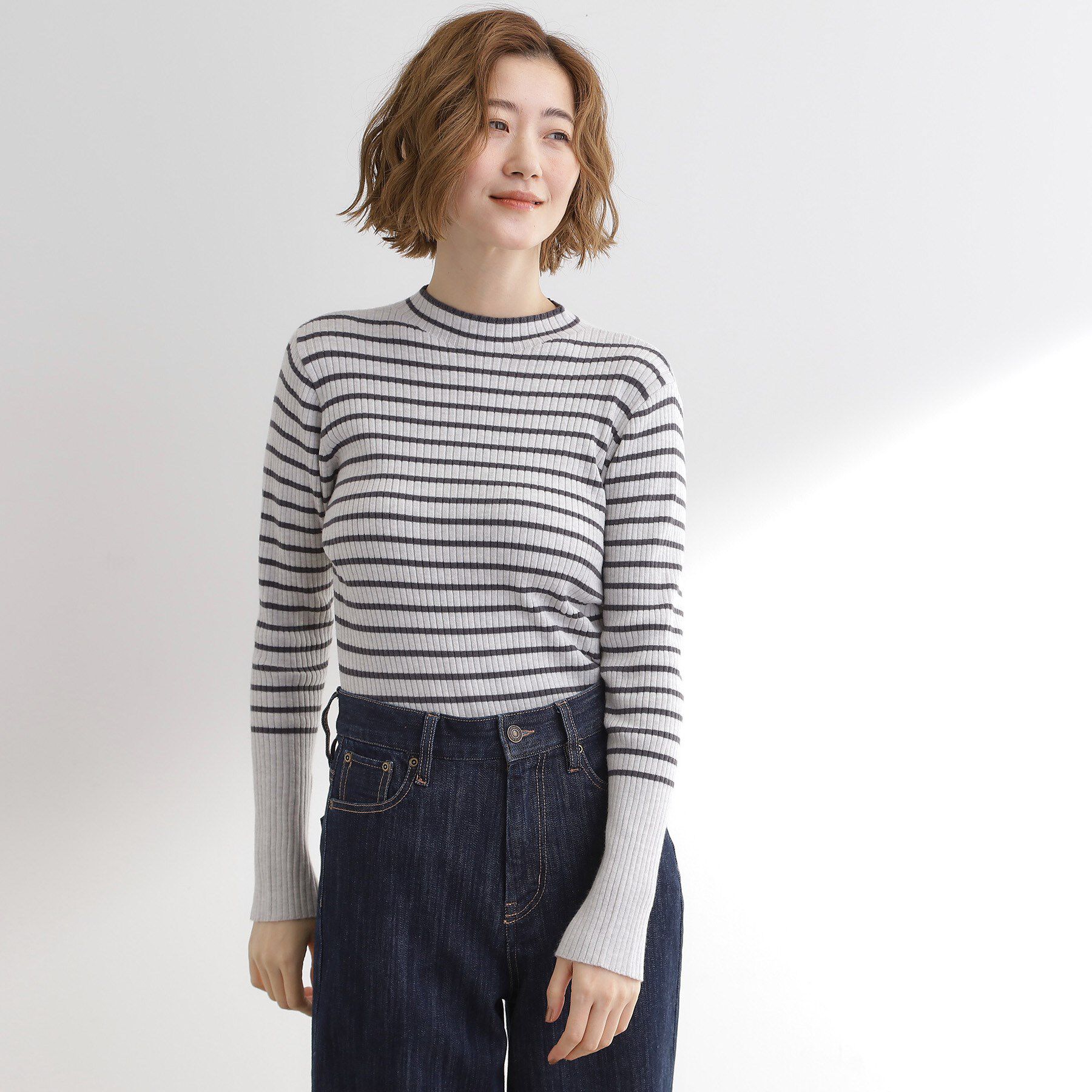 grove「【吸湿発熱／帯電防止】ハイネックリブプルオーバー」|ニット・セーター|