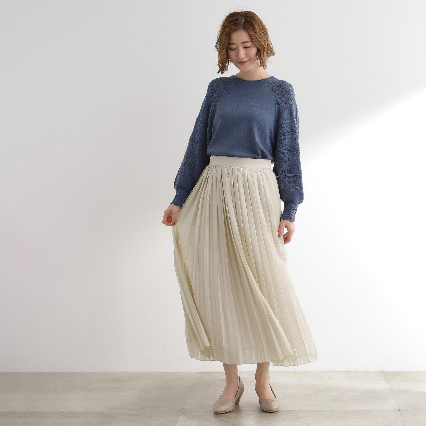 grove「【洗える】ひらりとゆれる　上品プリーツスカート」|スカート|