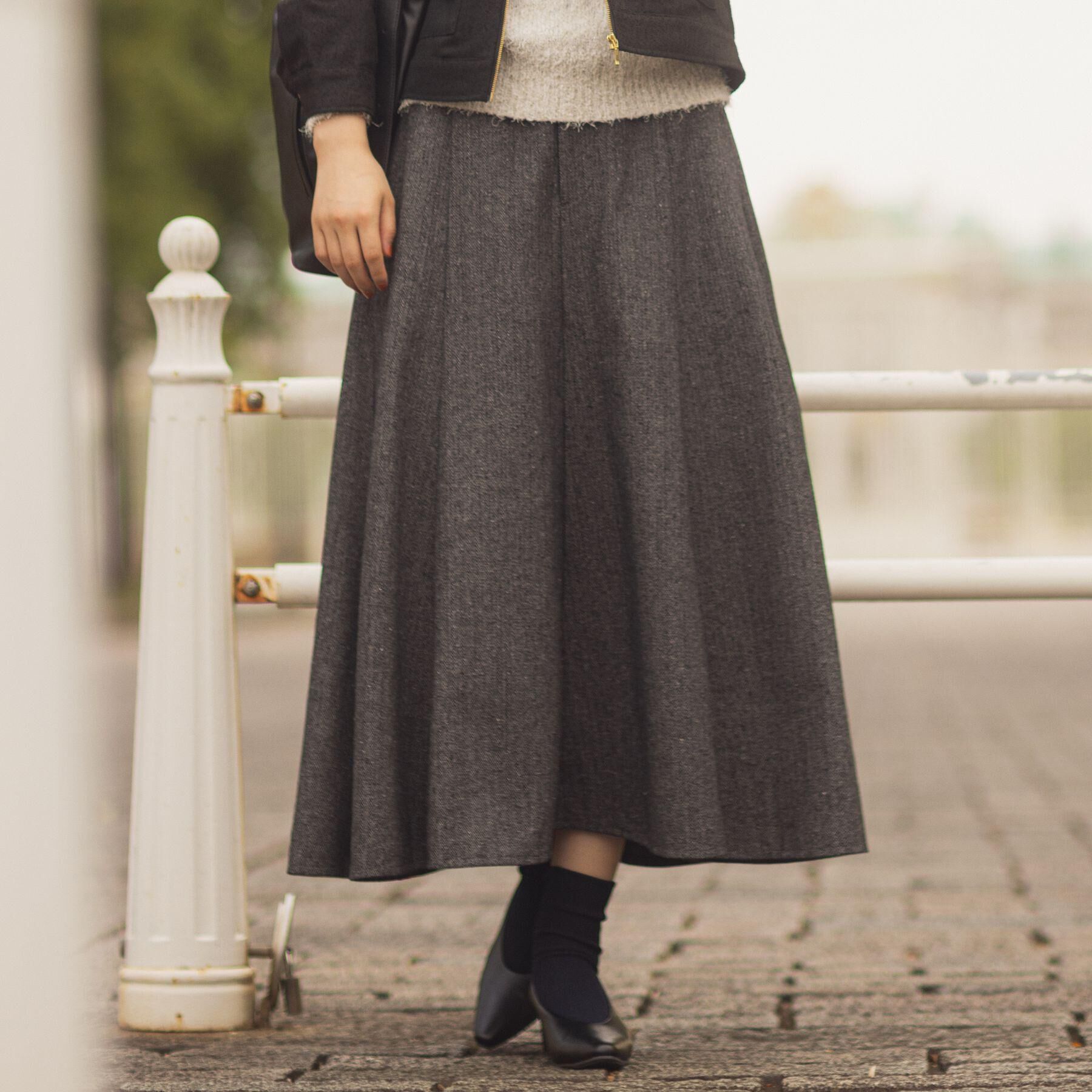 grove「へリンボンツイードフレアマキシスカート」|スカート|