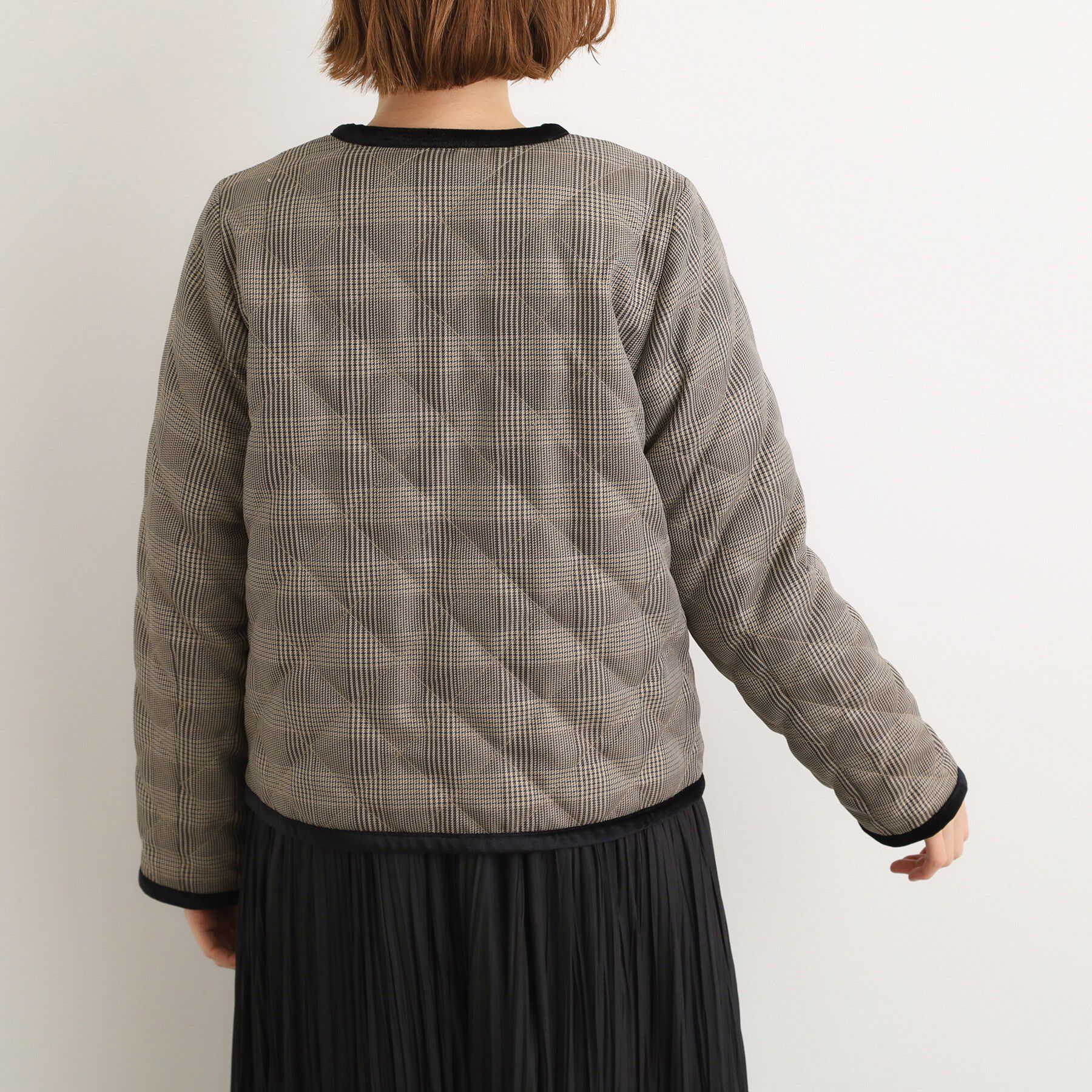 grove「【2WAY・リバーシブル】一枚でチェック柄も無地も！キルトジャケット」|ブルゾン・スタジャン|