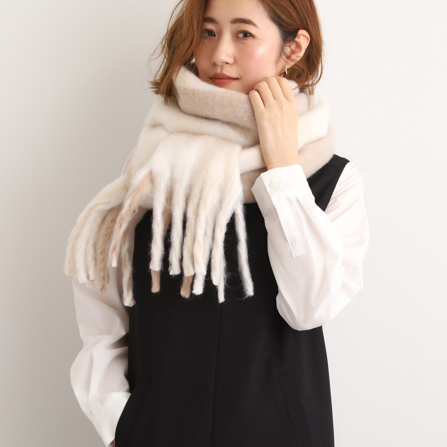 grove「ボリュームフリンジチェックマフラー」|ストール|