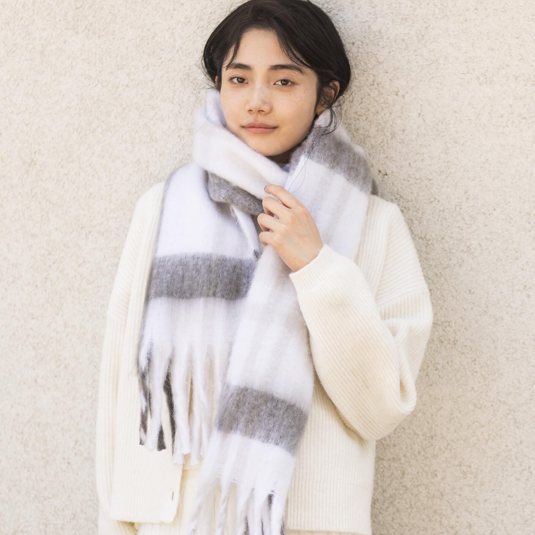grove「ボリュームフリンジチェックマフラー」|ストール|