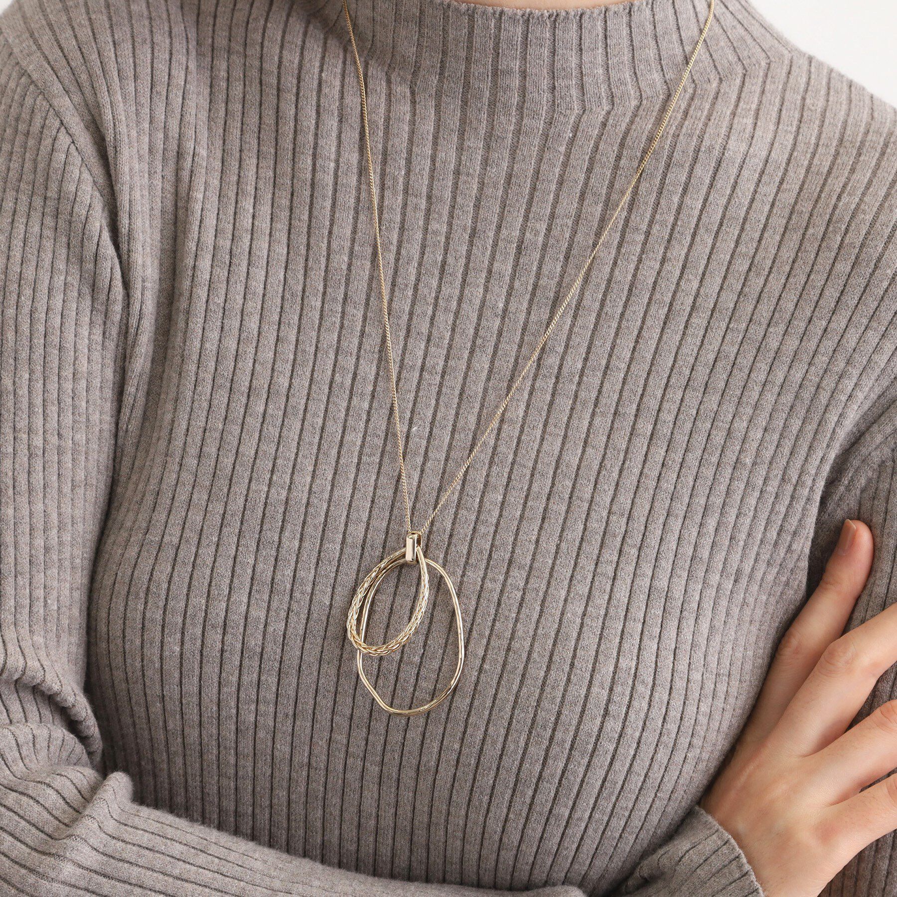 grove「ダブルオーバルビッグリングネックレス」|ネックレス|