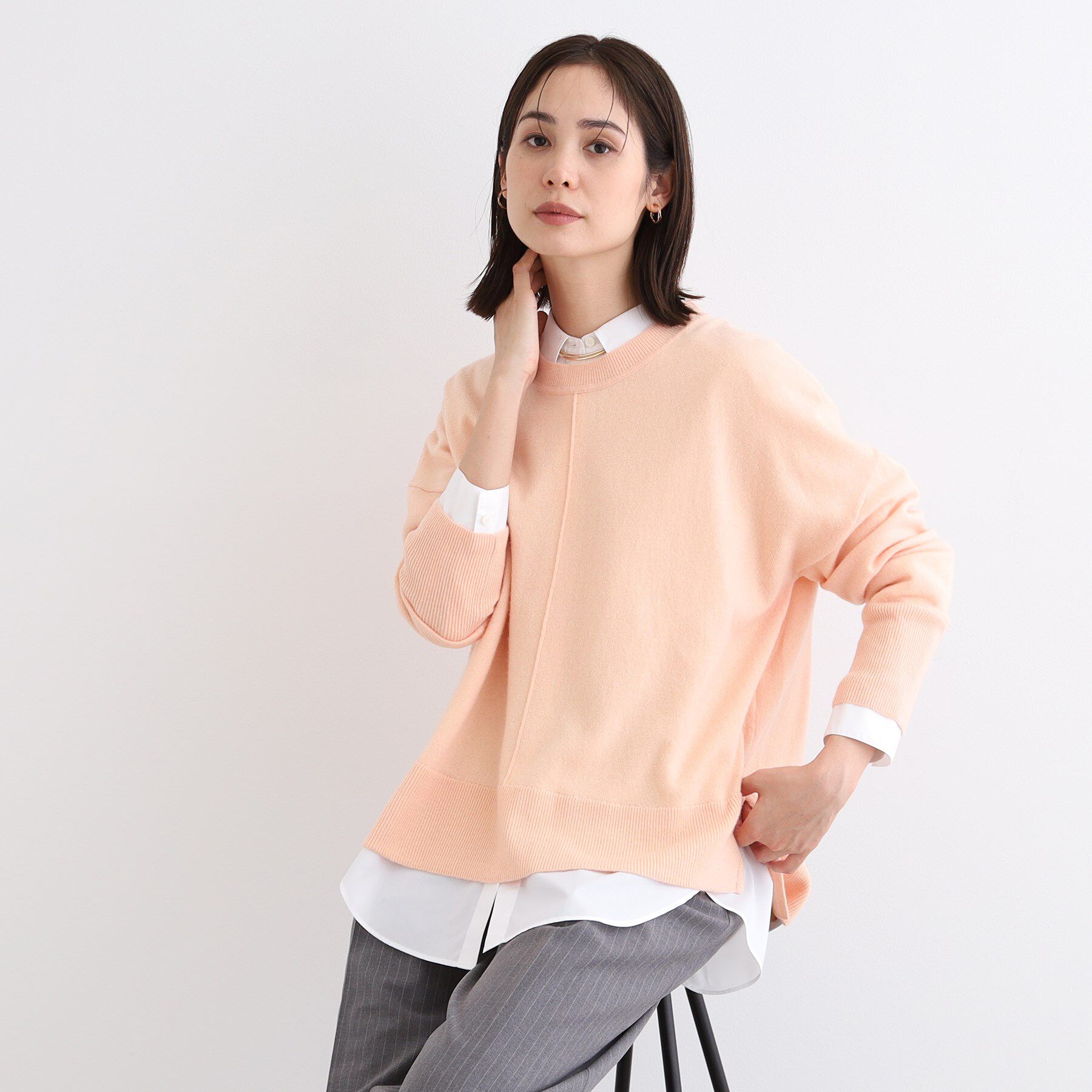 INDIVI「【カシミヤ混／洗える／リラックス】ワイドシルエットニット」|ニット・セーター|