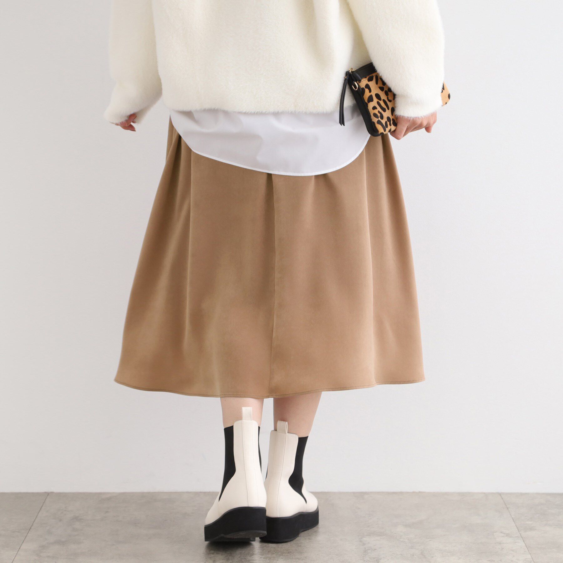 INDIVI「【洗える／UVケア】スエード調サテンタックスカート」|スカート|