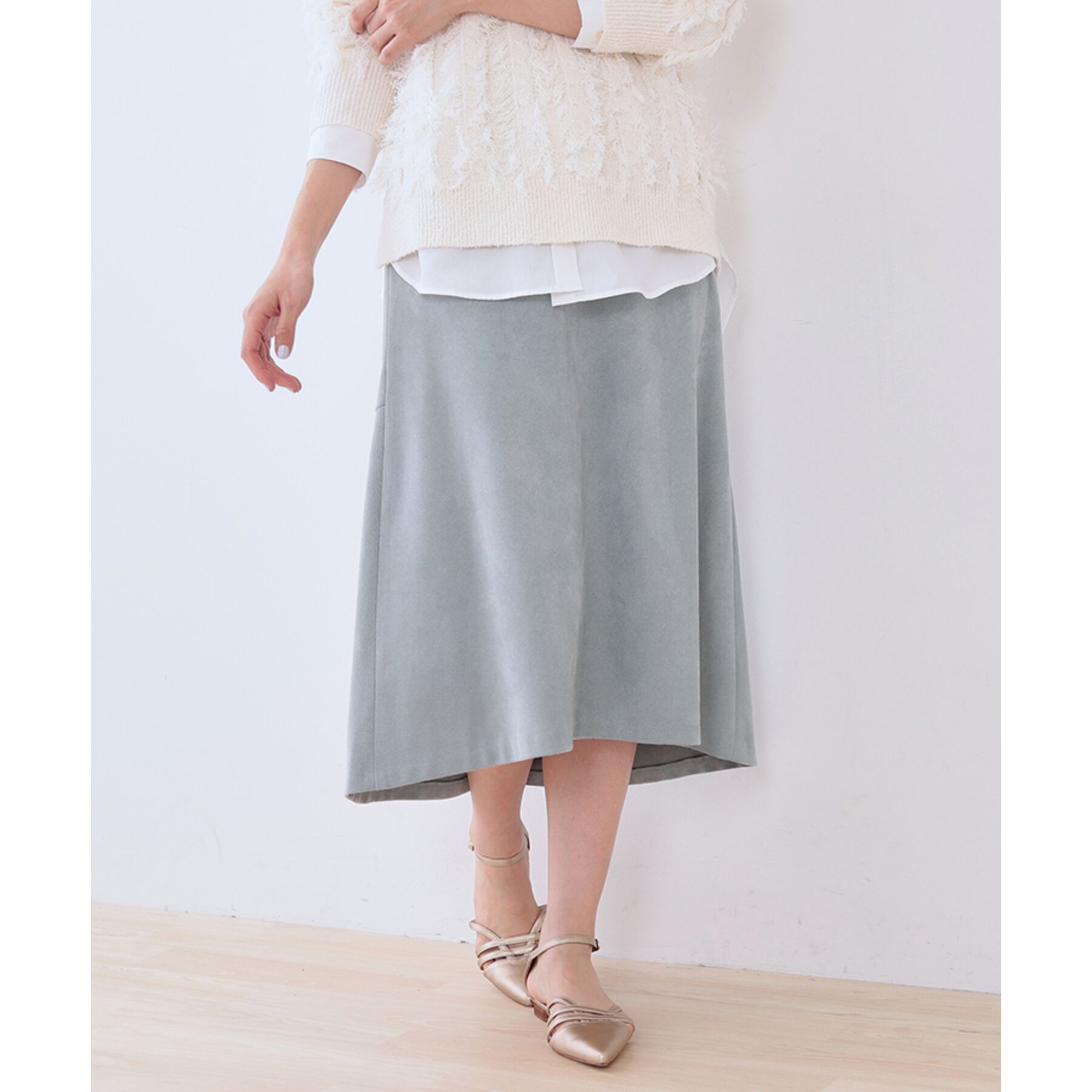 INDIVI「【洗える／UVケア】スエード調フレアスカート」|スカート|