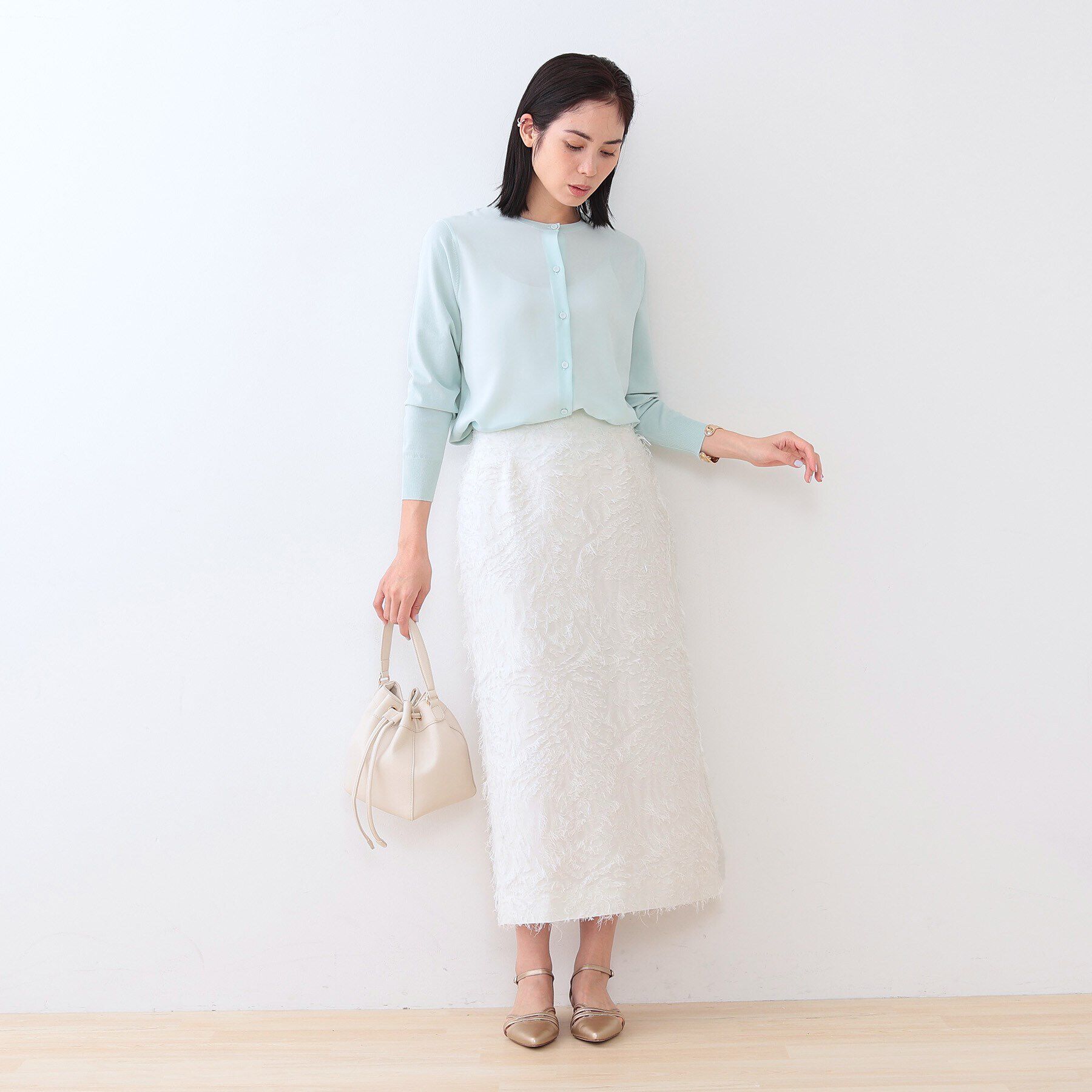 INDIVI「【スタイルUP】フリンジ調ジャカード ストレートラインスカート」|スカート|