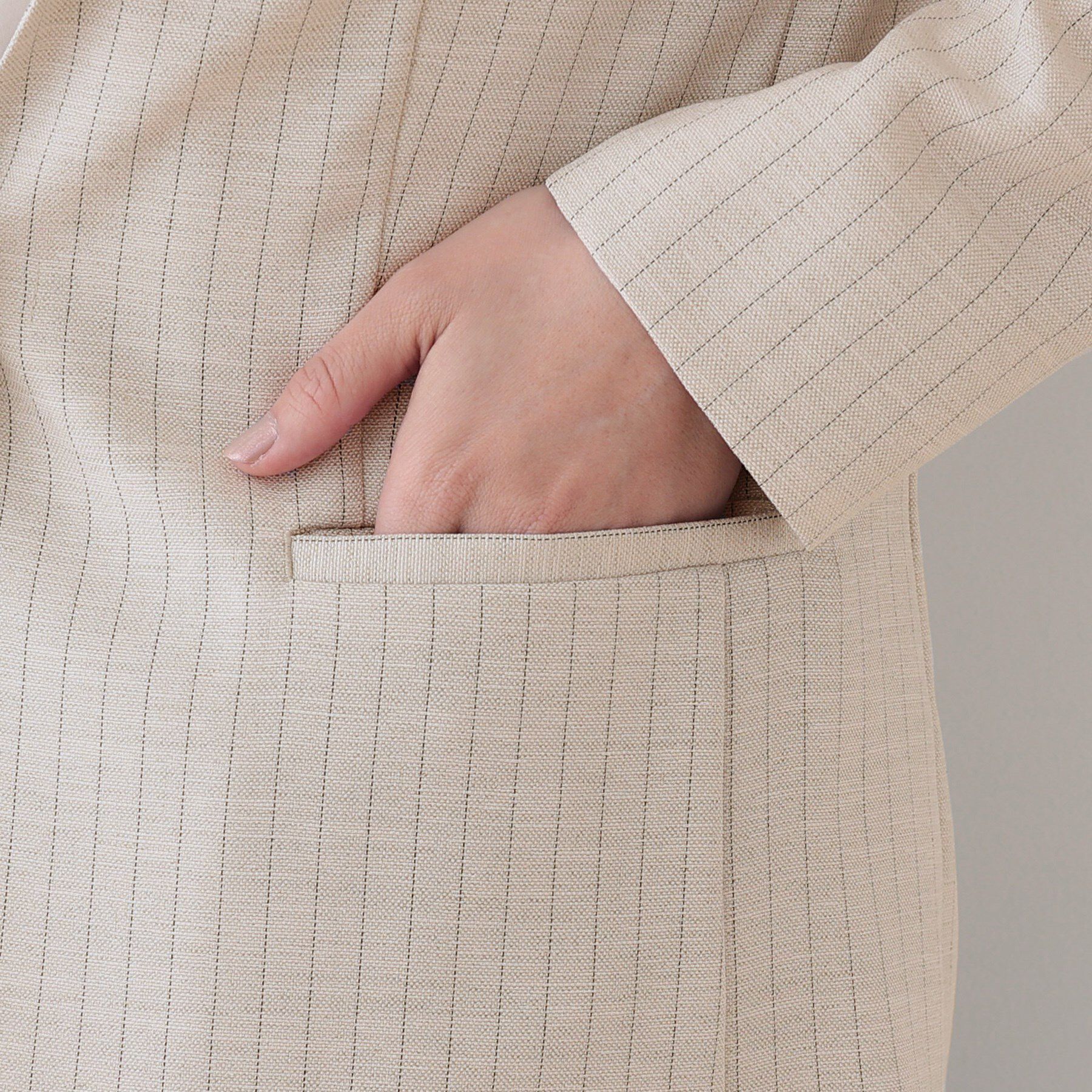 INDIVI「【こなれSETUP】リネンライクノーカラージャケット」|ノーカラージャケット|