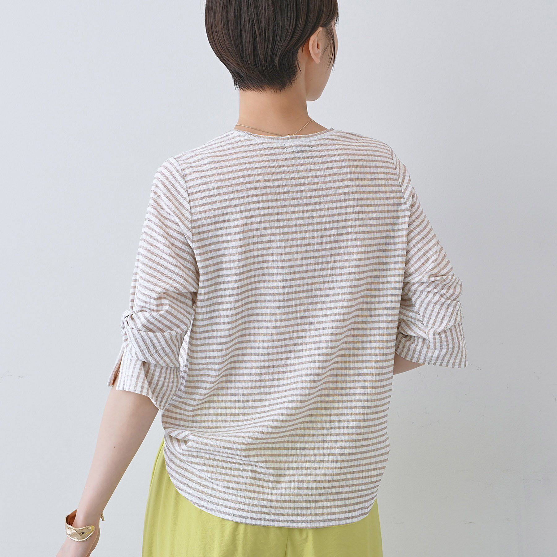 INDIVI「【洗える／吸水速乾／UVケア】ねじりデザイン袖カットソー」|Tシャツ・カットソー|