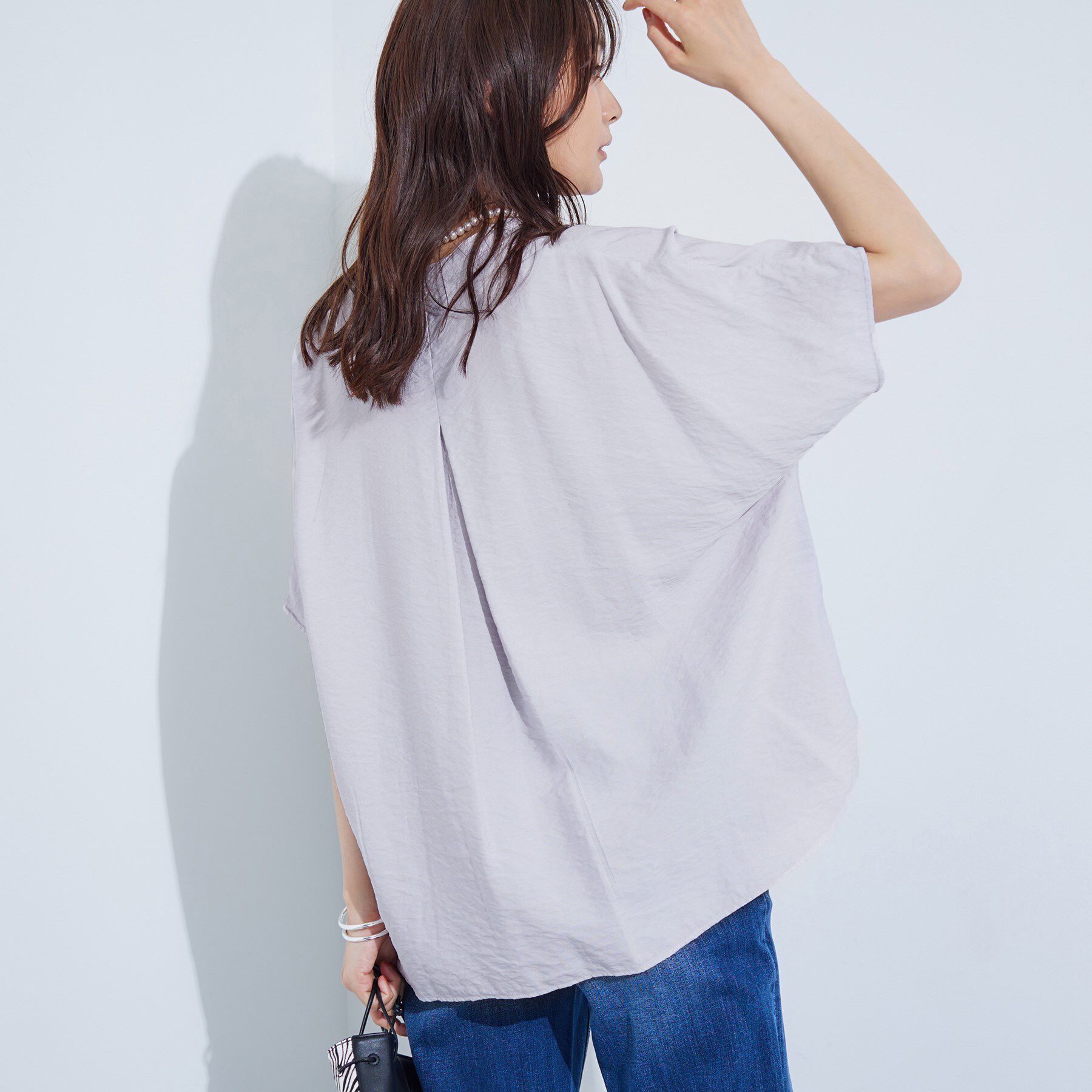 INDIVI「【洗える／UVケア／SETUP可能】スキッパードルマンブラウス」|シャツ・ブラウス|