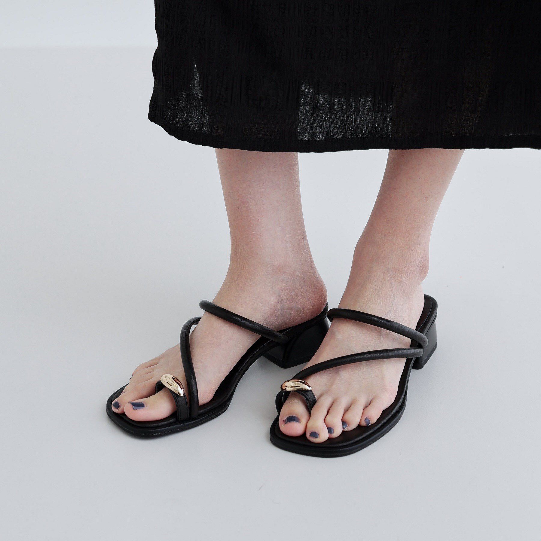 GALLEST「【REMME】スクエアトゥサンダル」|サンダル|ブラック(019)