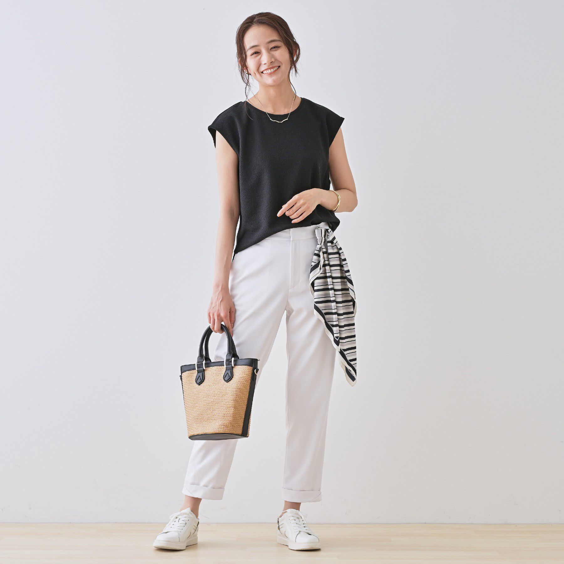 INDIVI「【2点セット／着回し◎】ノースリーブ＆ティアードスカート カセット服」|ワンピース|