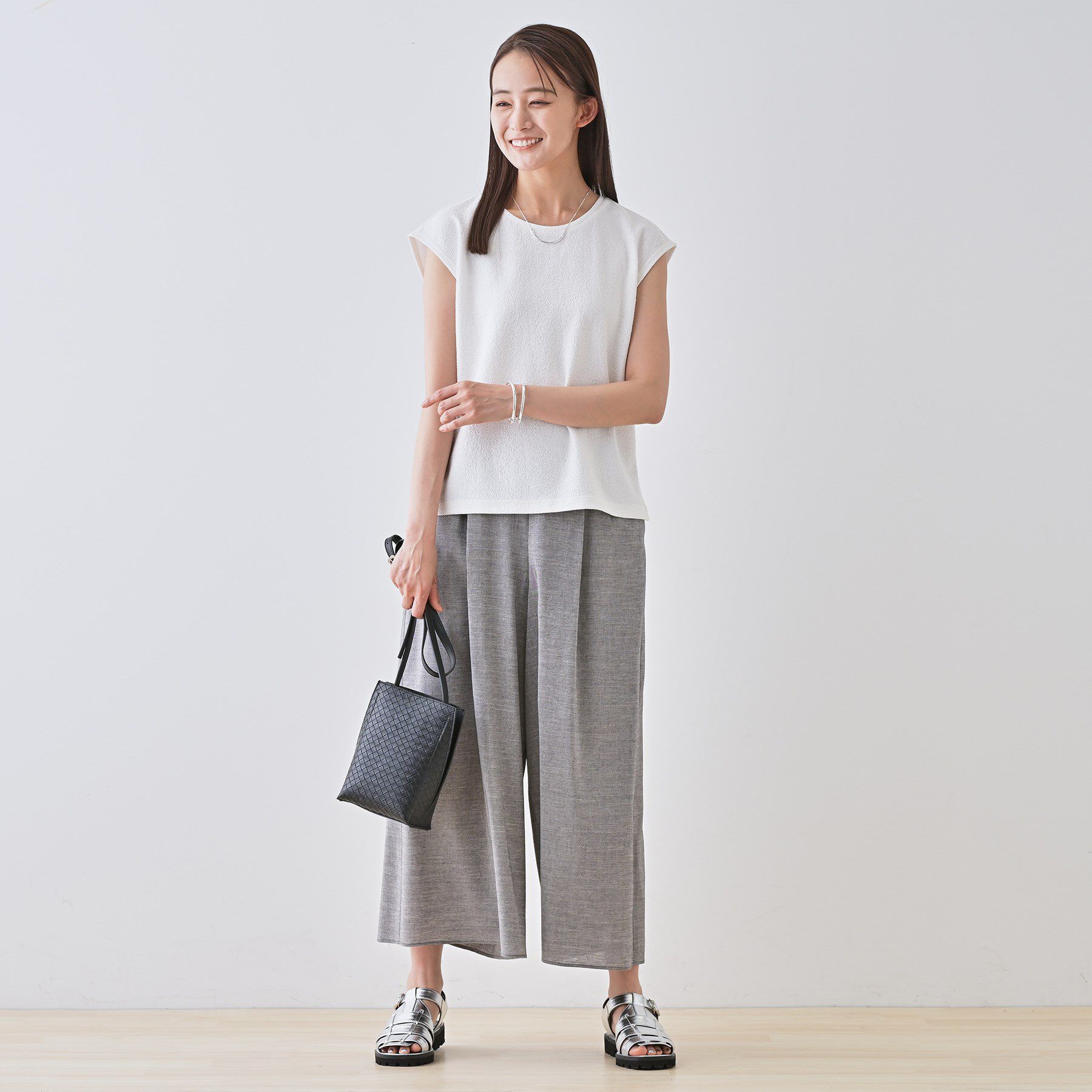 INDIVI「【2点セット／着回し◎】ノースリーブ＆ティアードスカート カセット服」|ワンピース|